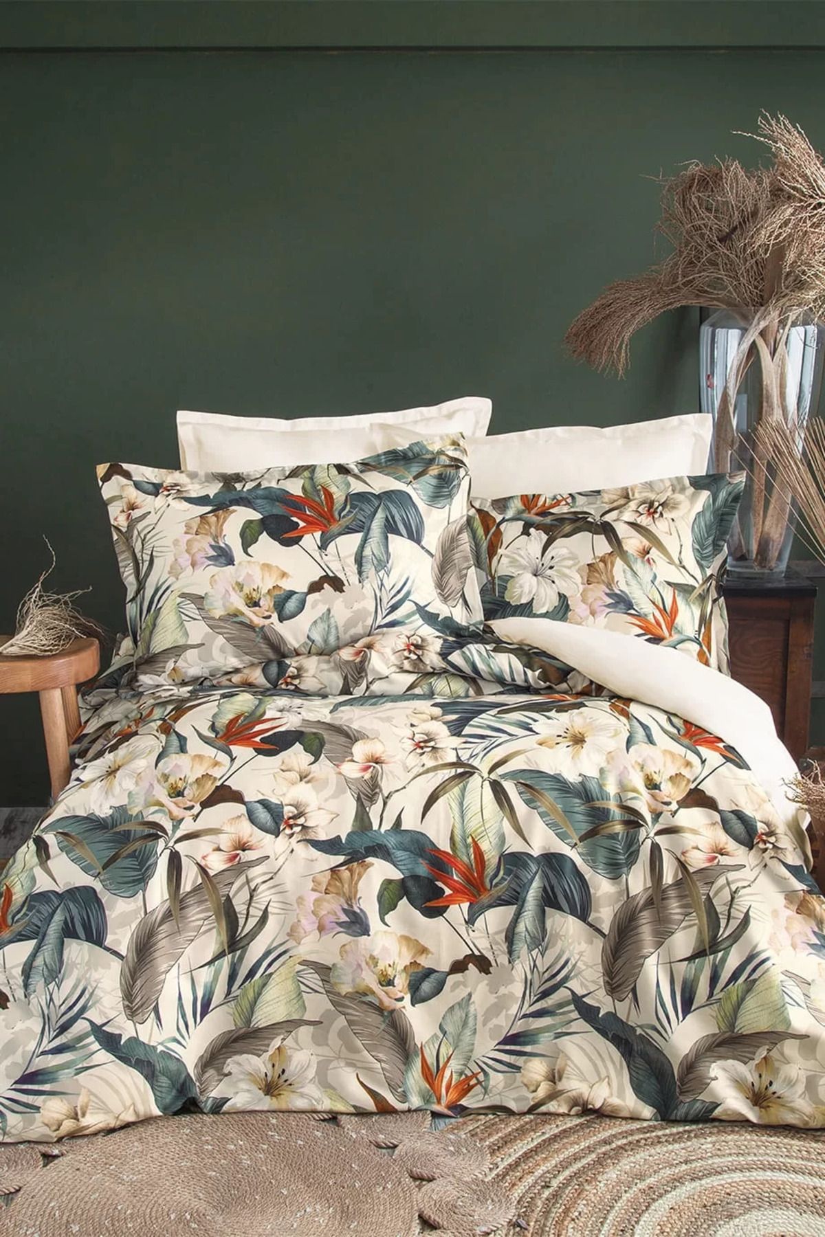 İssimo Home Spasso %60 TENCEL™ Lyocell %40 Pamuk Dijital Saten Çift Kişilik Nevresim Takımı