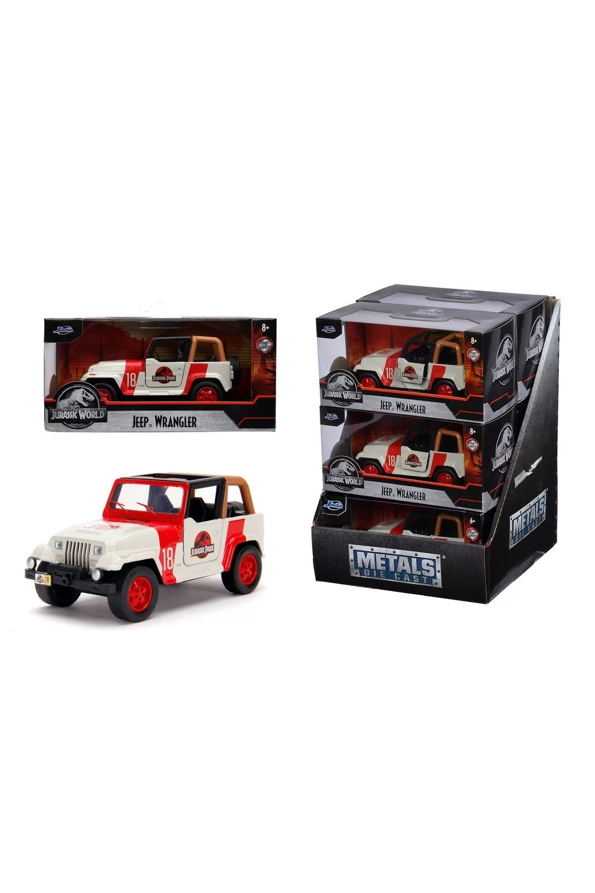 Simba-JURASSIC PARK DINO METAL CAR JEEP WRANGLER SCALE 1:32 6
