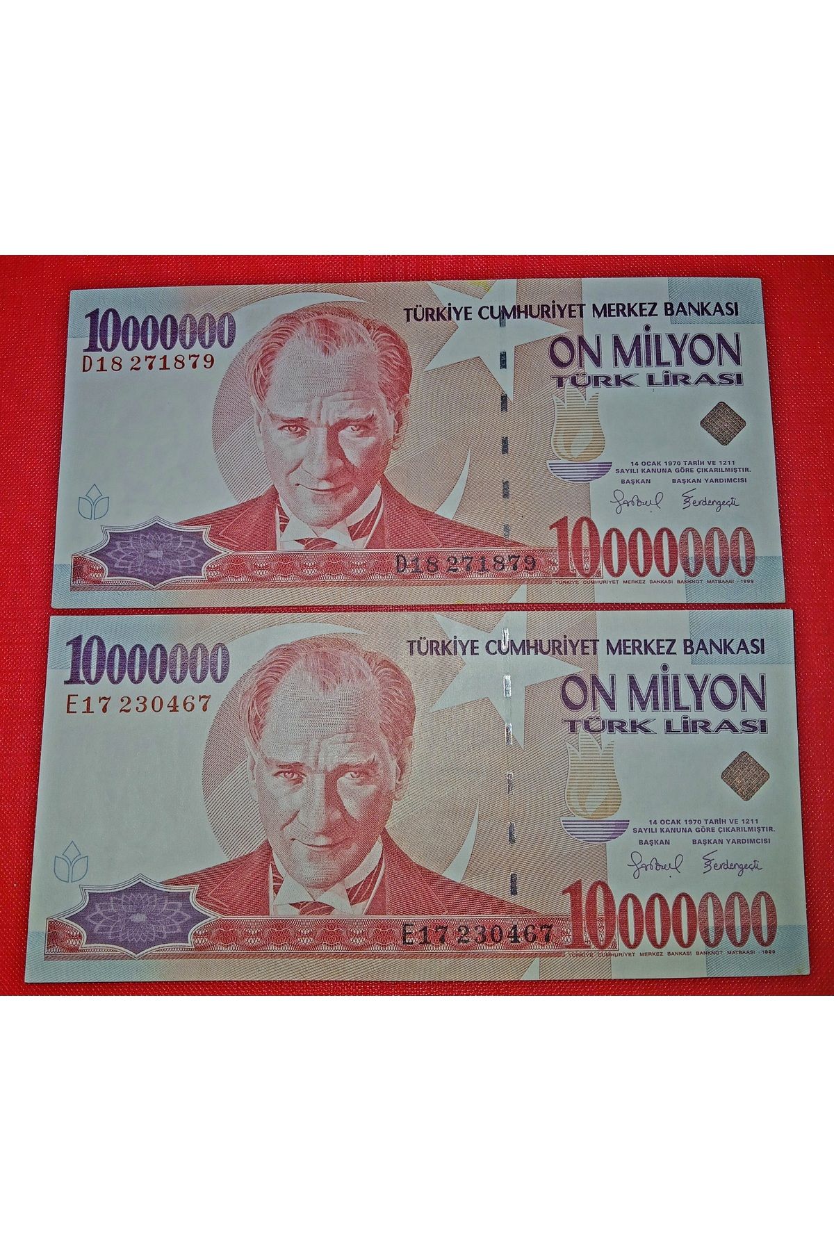 DÜZGÜN TİCARET 7.EMİSYON 10.000.000 ON MİLYON LİRA KAĞIT PARA 2 ADET ORTA KONDİSYON