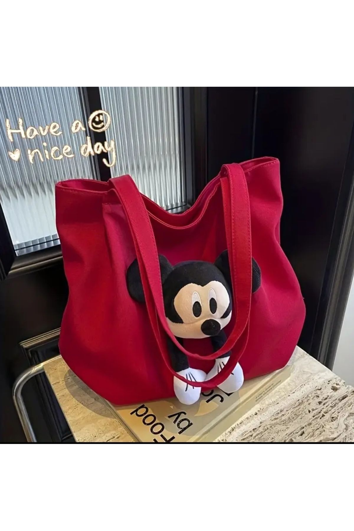ORGANICYOU PUTIAN Mickey Mouse Tuval Çanta - Hafif, Büyük Kapasiteli, Şık Karikatür Tasarımı