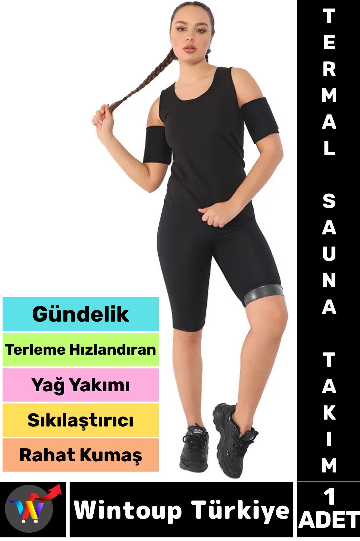 Wintoup Günlük Spor Kullanım Terleme Hızlandıran Rahat Destekleyici TERMAL SAUNA ŞORT ATLET TAKIM