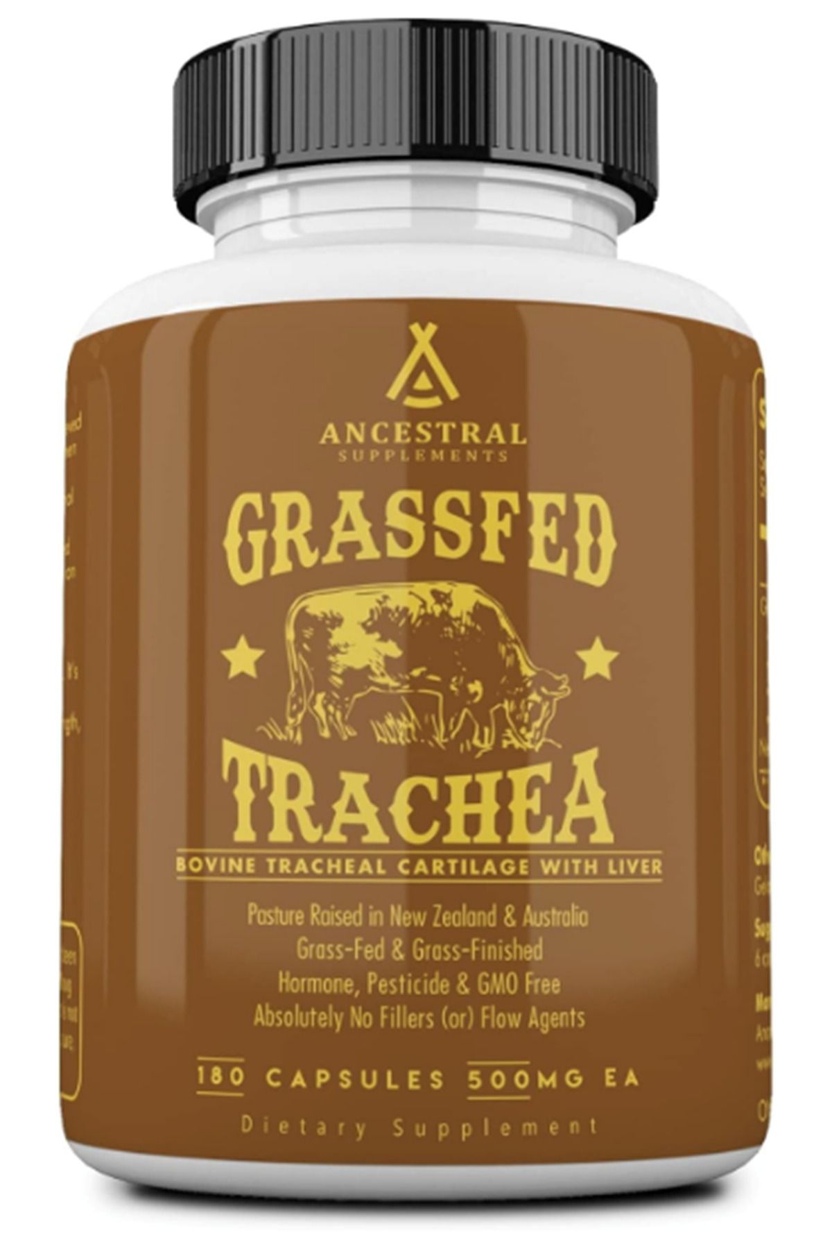 Ancestral Supplements Grass Fed Beef Tracheal Cartilage With Liver, 3000mg, 180 Capsules