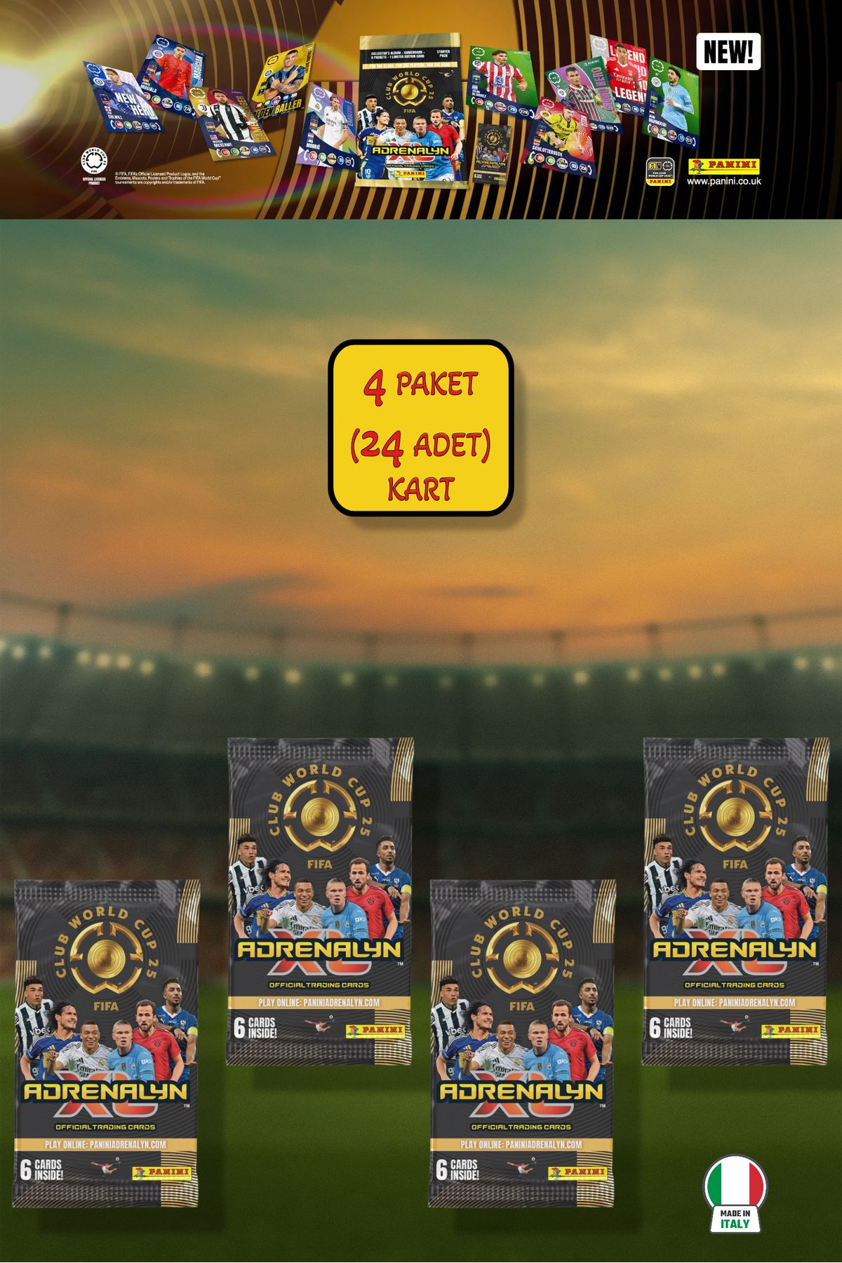 TOYFEST Panini Club World Cup 25 Futbolcu Kartları - 4’lü Paket (24 Kart)