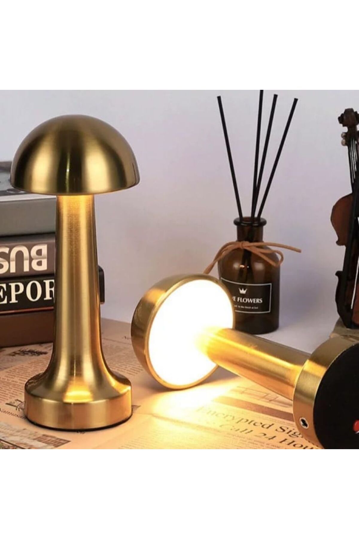 ALPJOY Dekoratif Şarjlı Dokunmatik Led Masa Lambası Abajurr