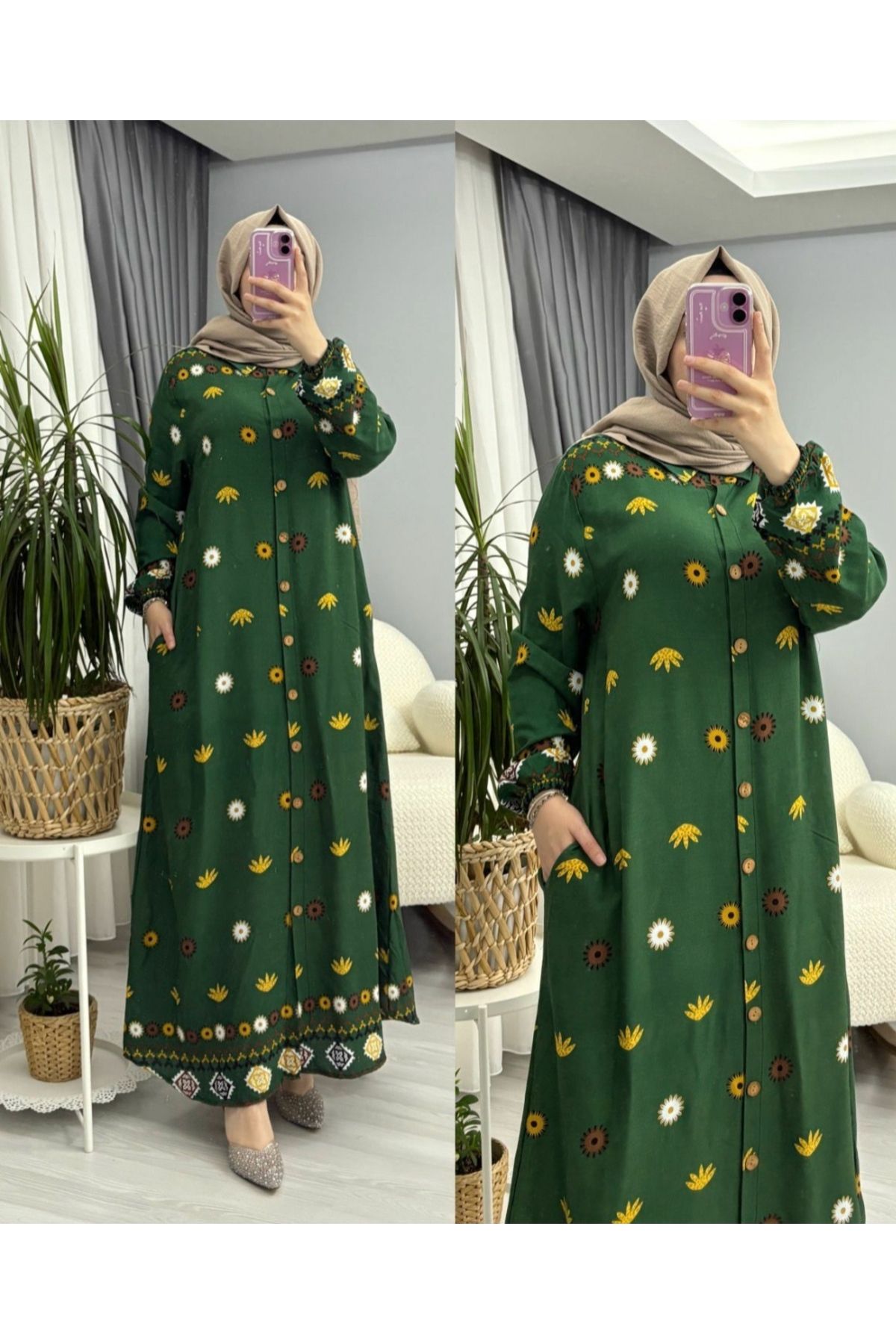 MODA Çiçek Desenli Gömlek Elbise