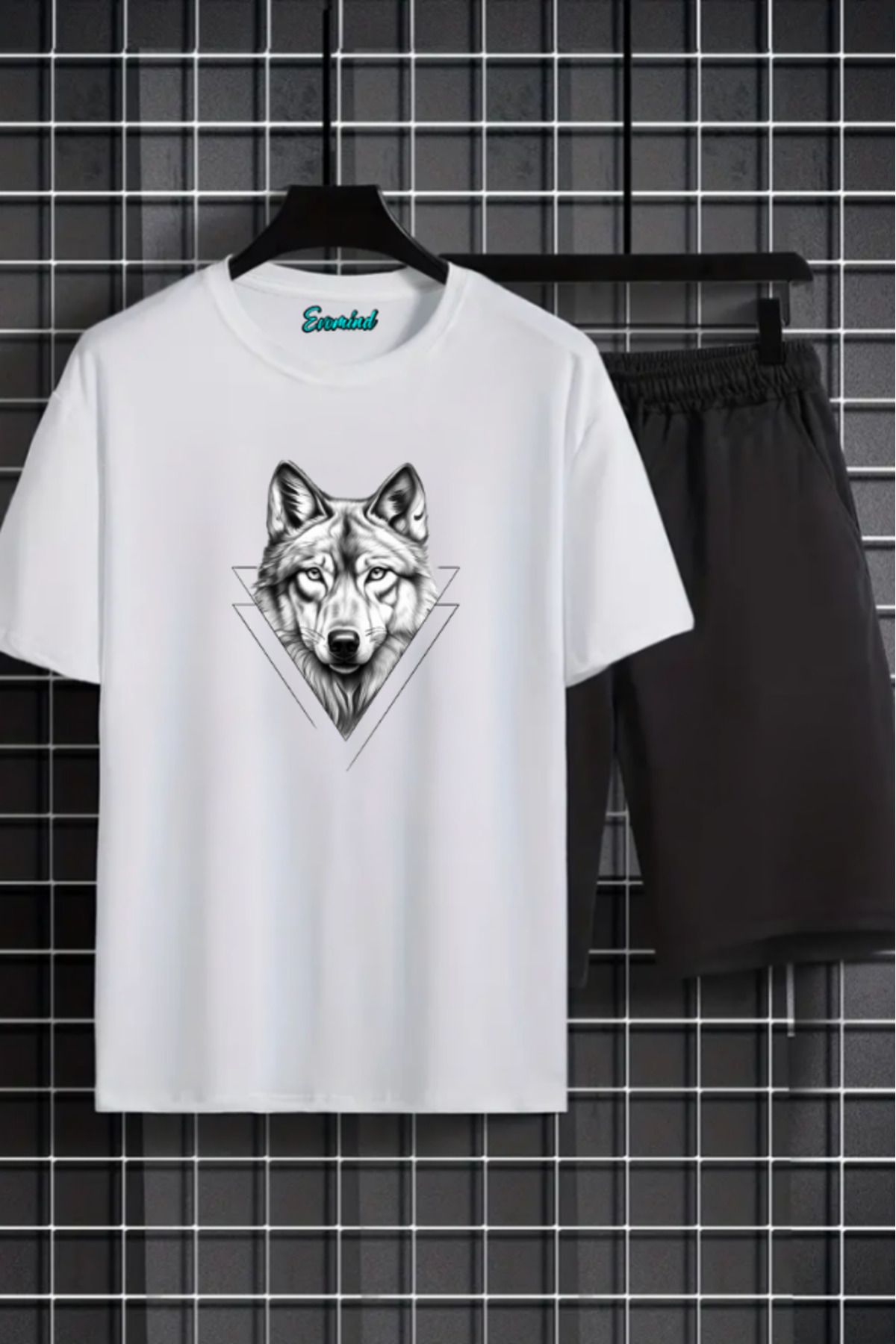 artı4 Kurt Baskılı Unisex Şort T-shirt Takım