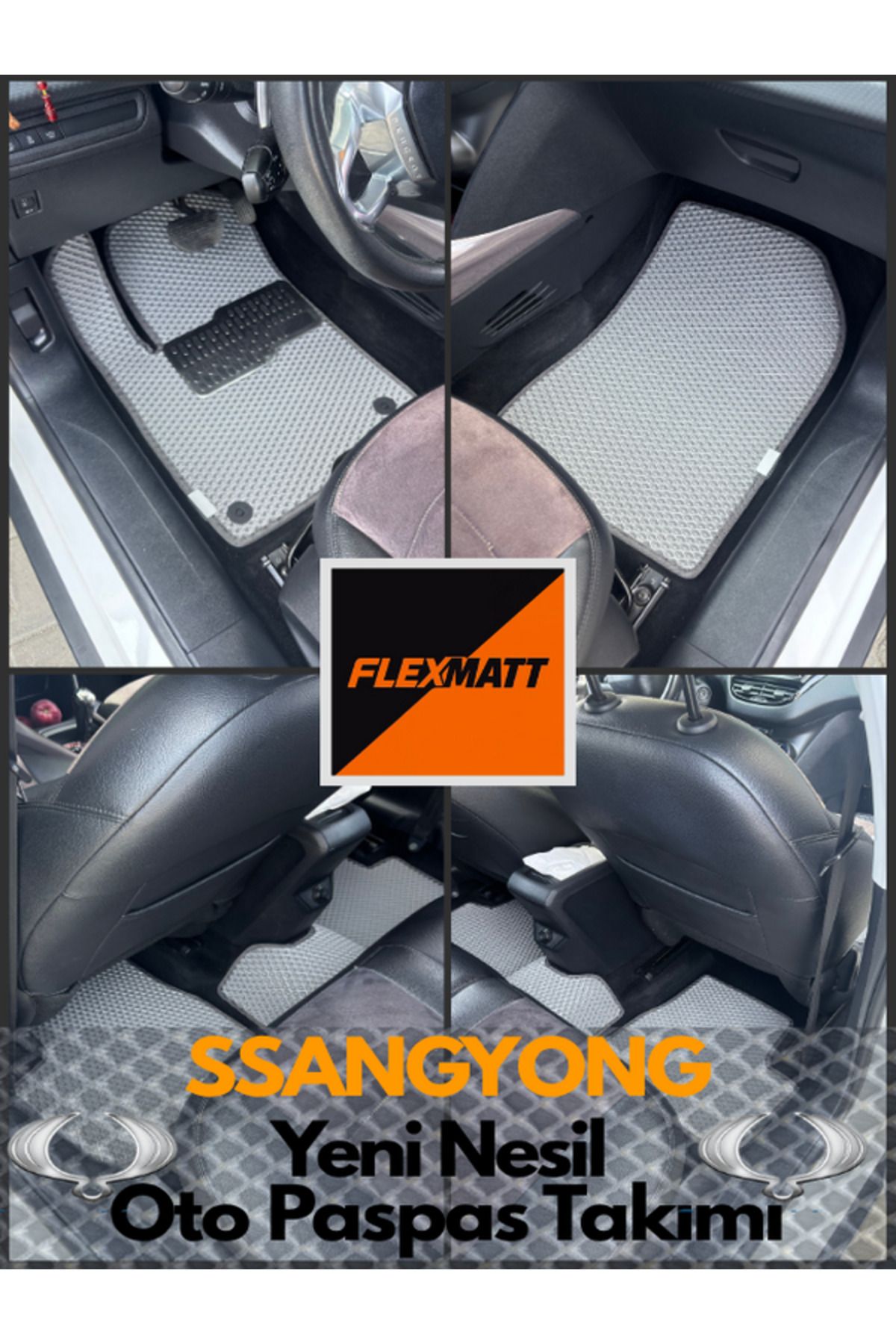 Florex Ssangyong (Musso Grandmusso) (2020-2025) Araç İçi Akıllı Oto Paspas Takımı / Siyah