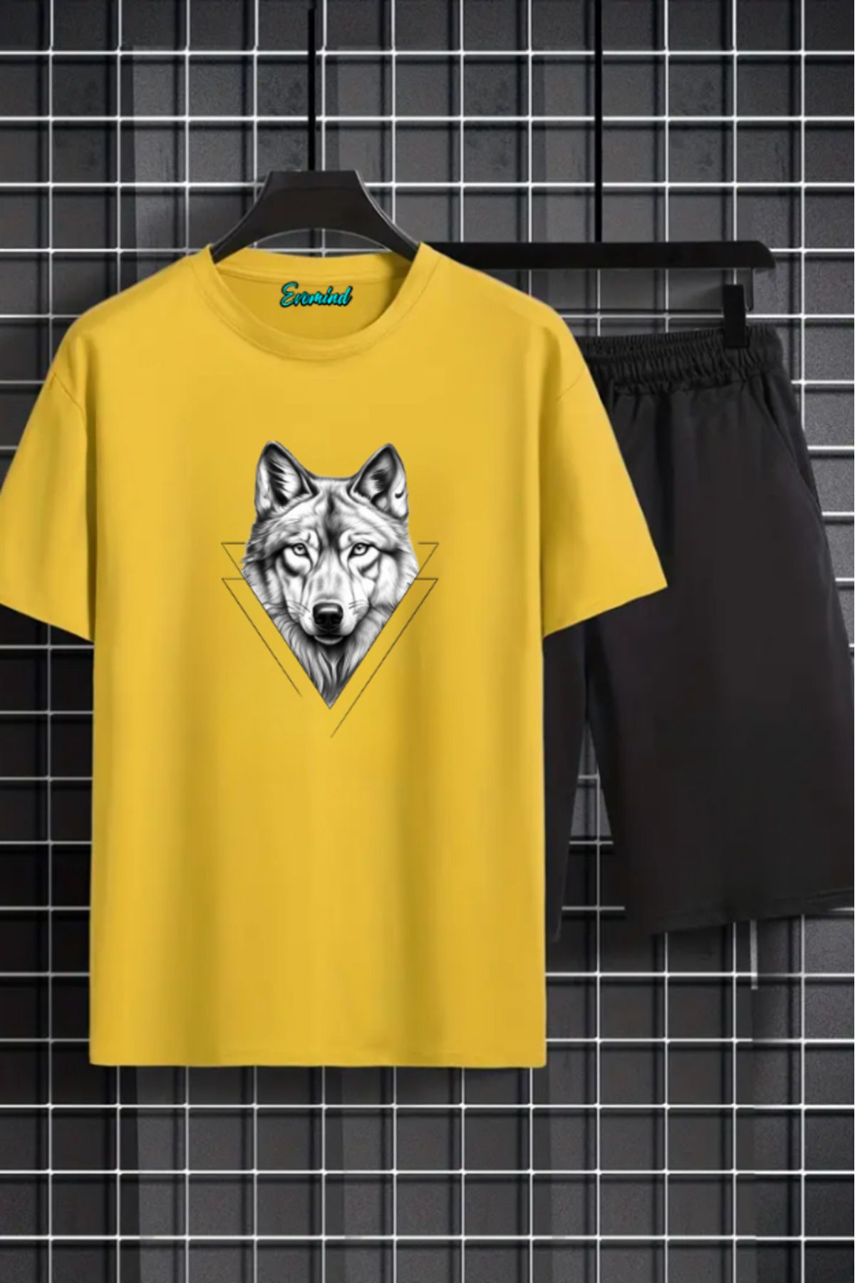 artı4 Kurt Baskılı Unisex Şort T-shirt Takım
