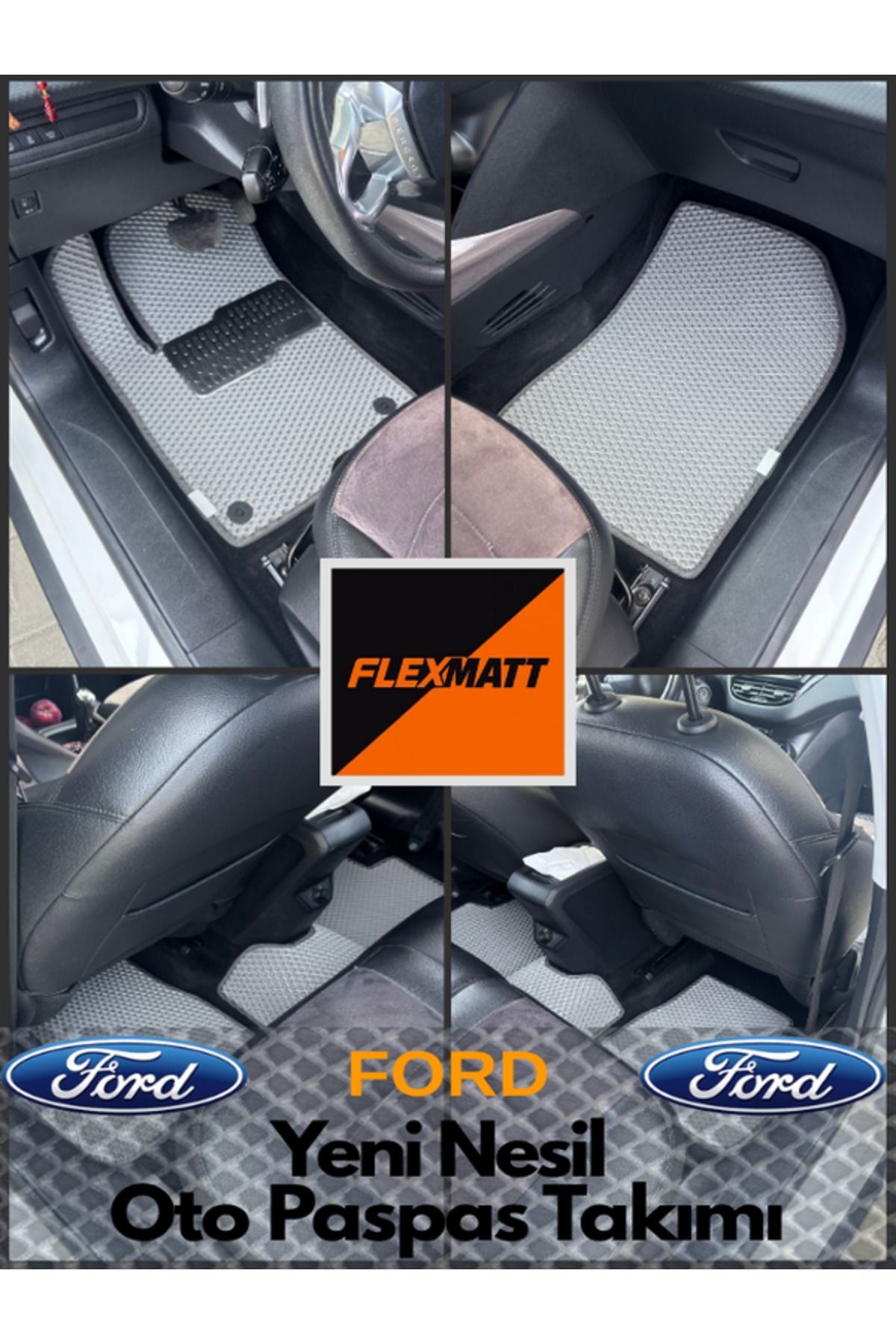 Florex Ford Focus 3.5 (2015 2018) Araç İçi Akıllı Oto Paspas Takımı / Gri