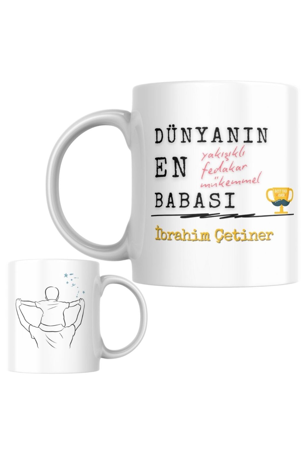 Mug Station Babalar Günü Porselen Kupa Bardak "Dünyanın En Mükemmel Babası" Baskılı Hediyelik Kupa