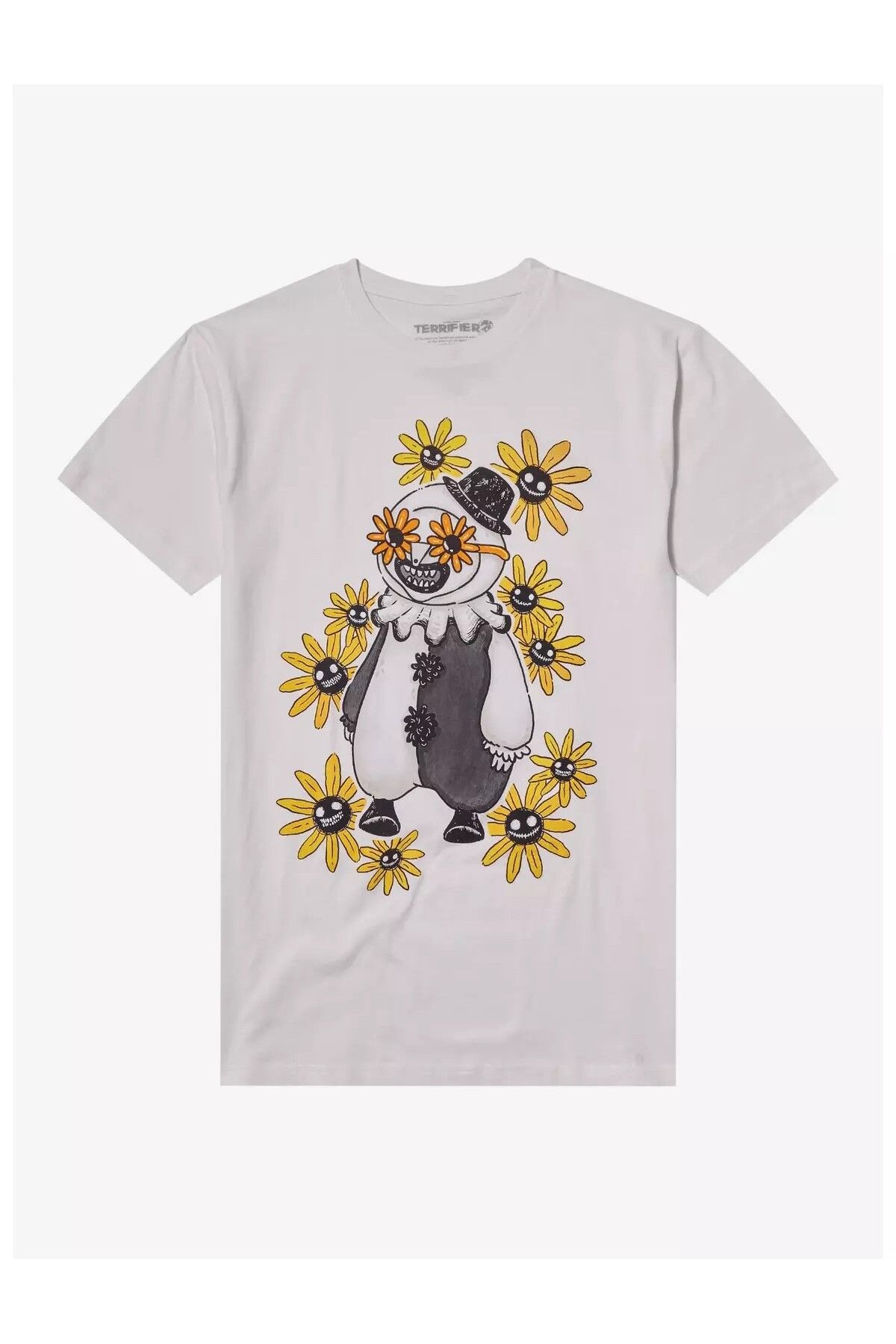 DEEFWEAR Bej Chibi Art The Clown Flowers Ön Baskılı Unisex Oversize Tshirt