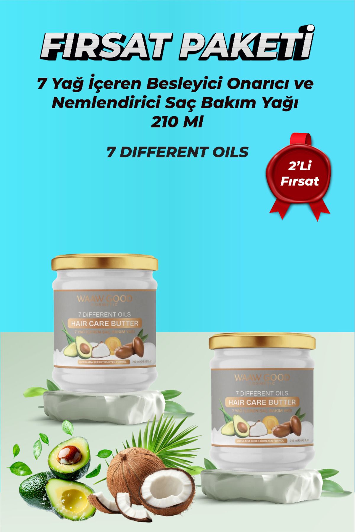 WAAW GOOD 7 Yağ İçeren Besleyici Onarıcı ve Nemlendirici Saç Bakım Yağı 210 Ml 2'li Fırsat Paketi