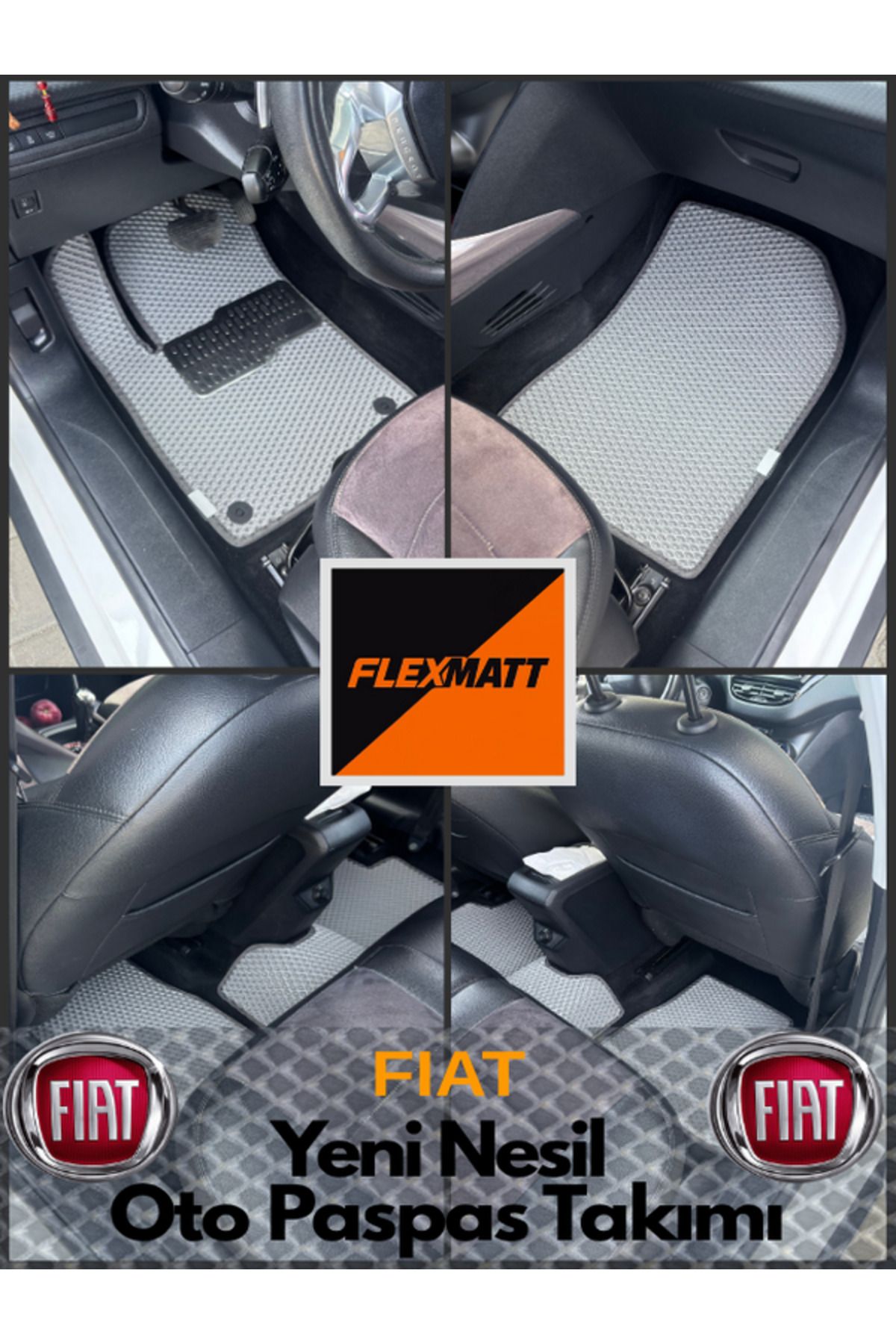 Florex Fiat Doblo (2000 2012) Araç İçi Akıllı Oto Paspas Takımı / Gri