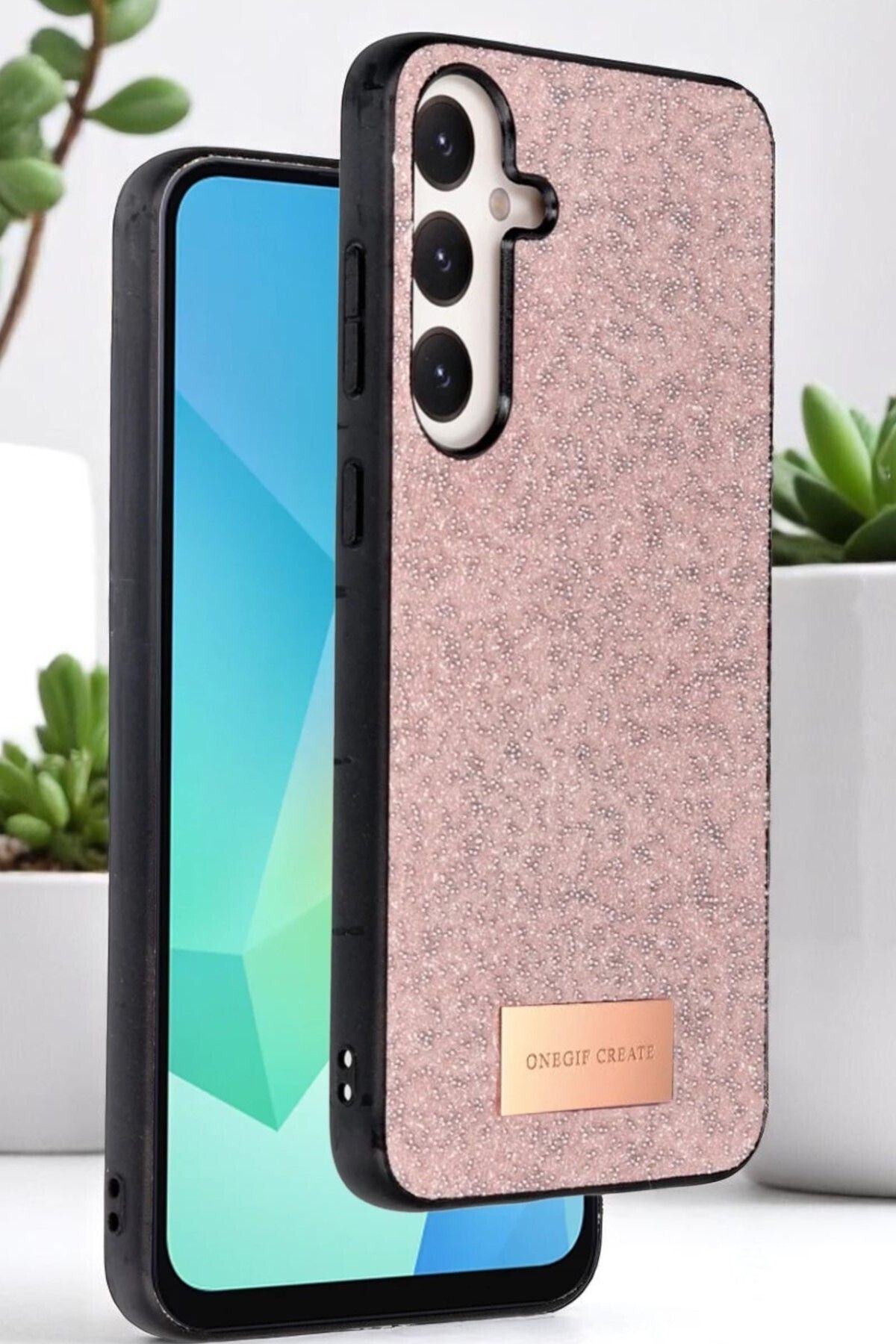 AKSEFİZZ Samsung Galaxy S23 Uyumlu Kılıf Göz Alıcı Simli Tasarımlı Korumalı Kapak