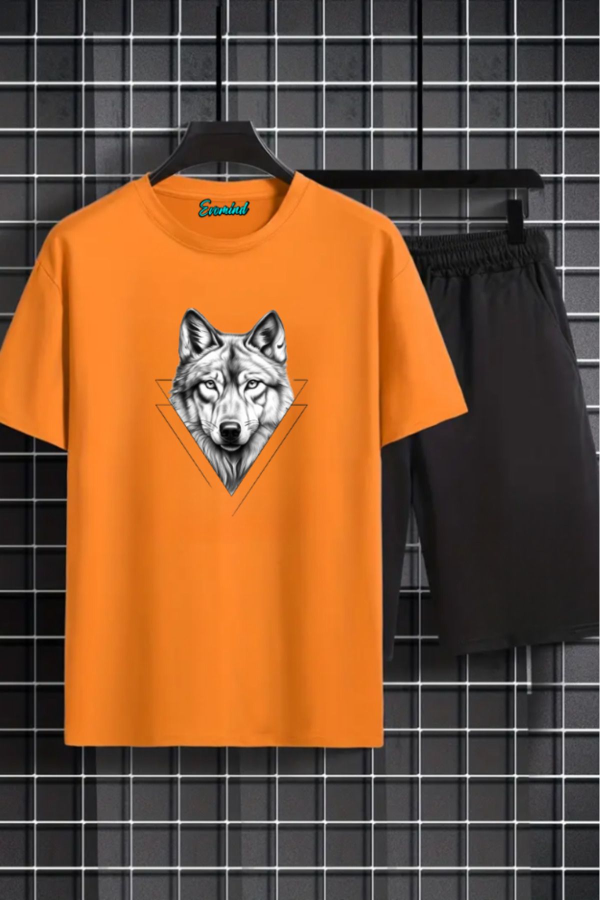artı4 Kurt Baskılı Unisex Şort T-shirt Takım