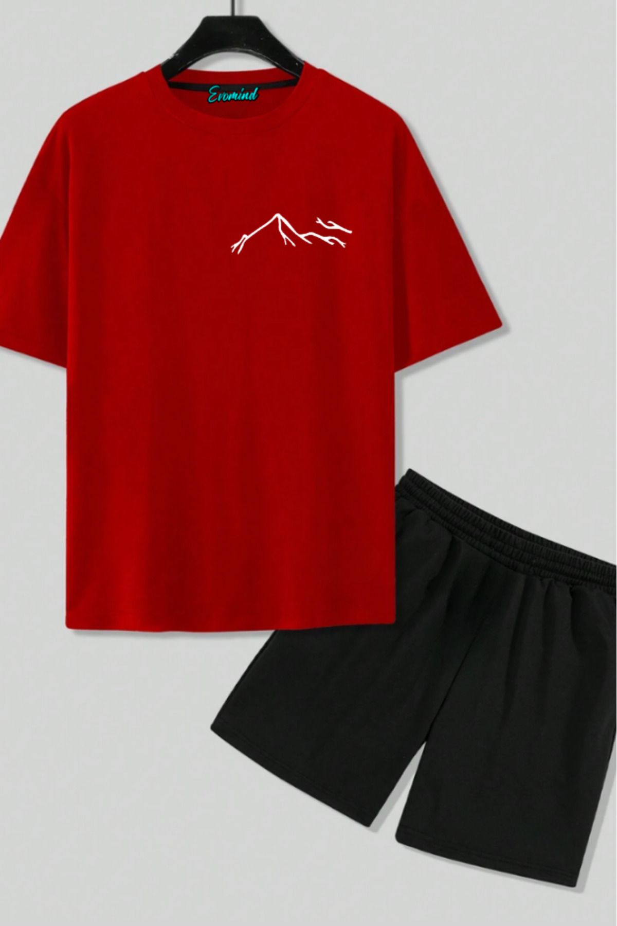 artı4 Dağ Baskılı Unisex Şort T-shirt Takım