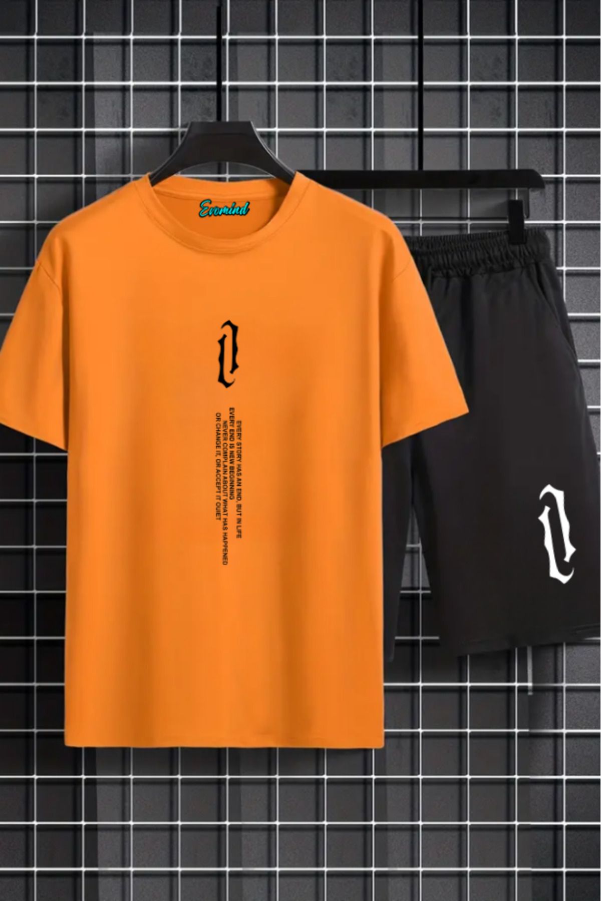 artı4 Dikey Yazı Baskılı Unisex Şort T-shirt Takım