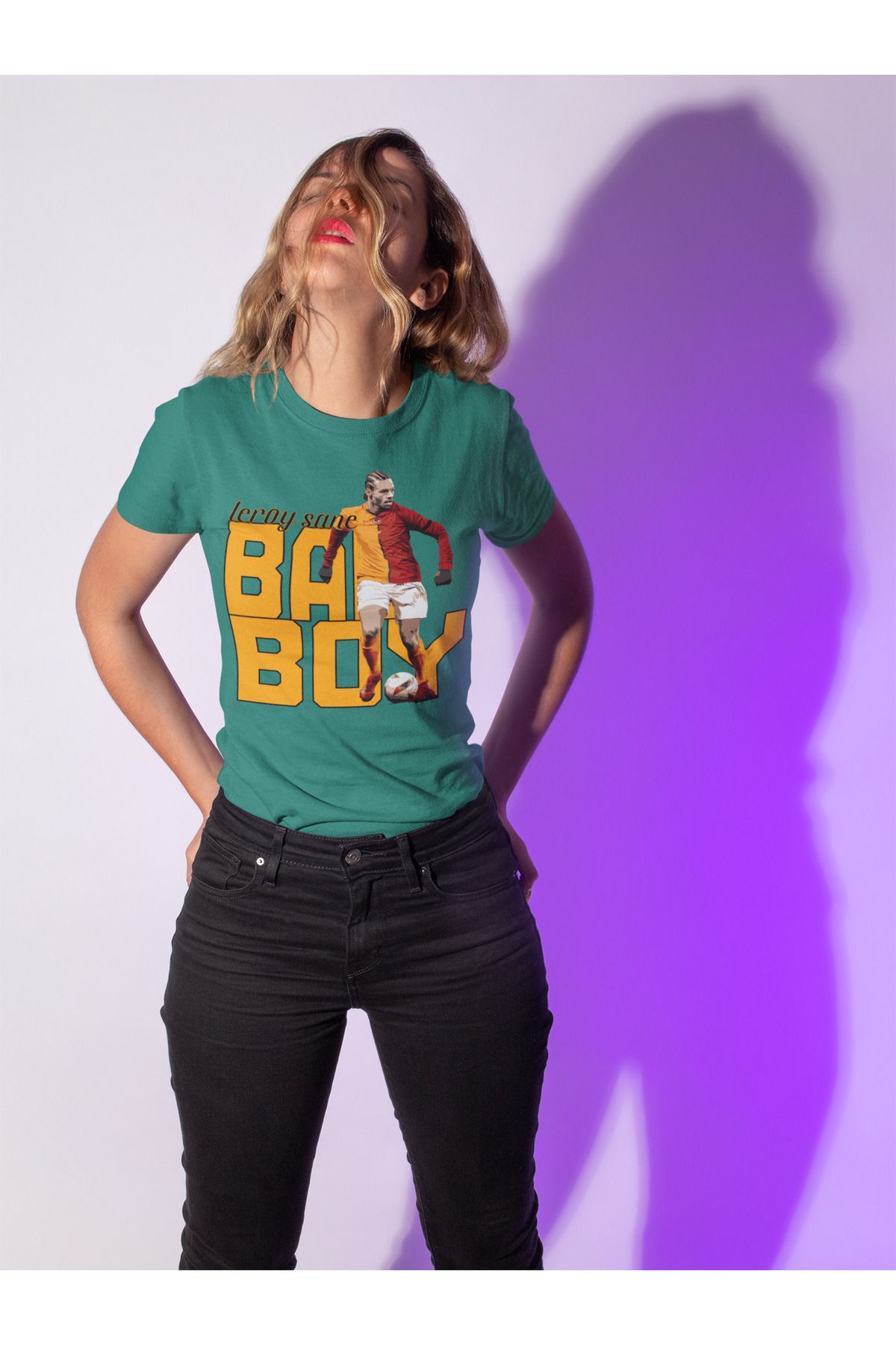 Biy Store Leroy Sane fotoğraflı futbol forma baskılı unisex kısa kollu erkek tişört kadın t-shirt