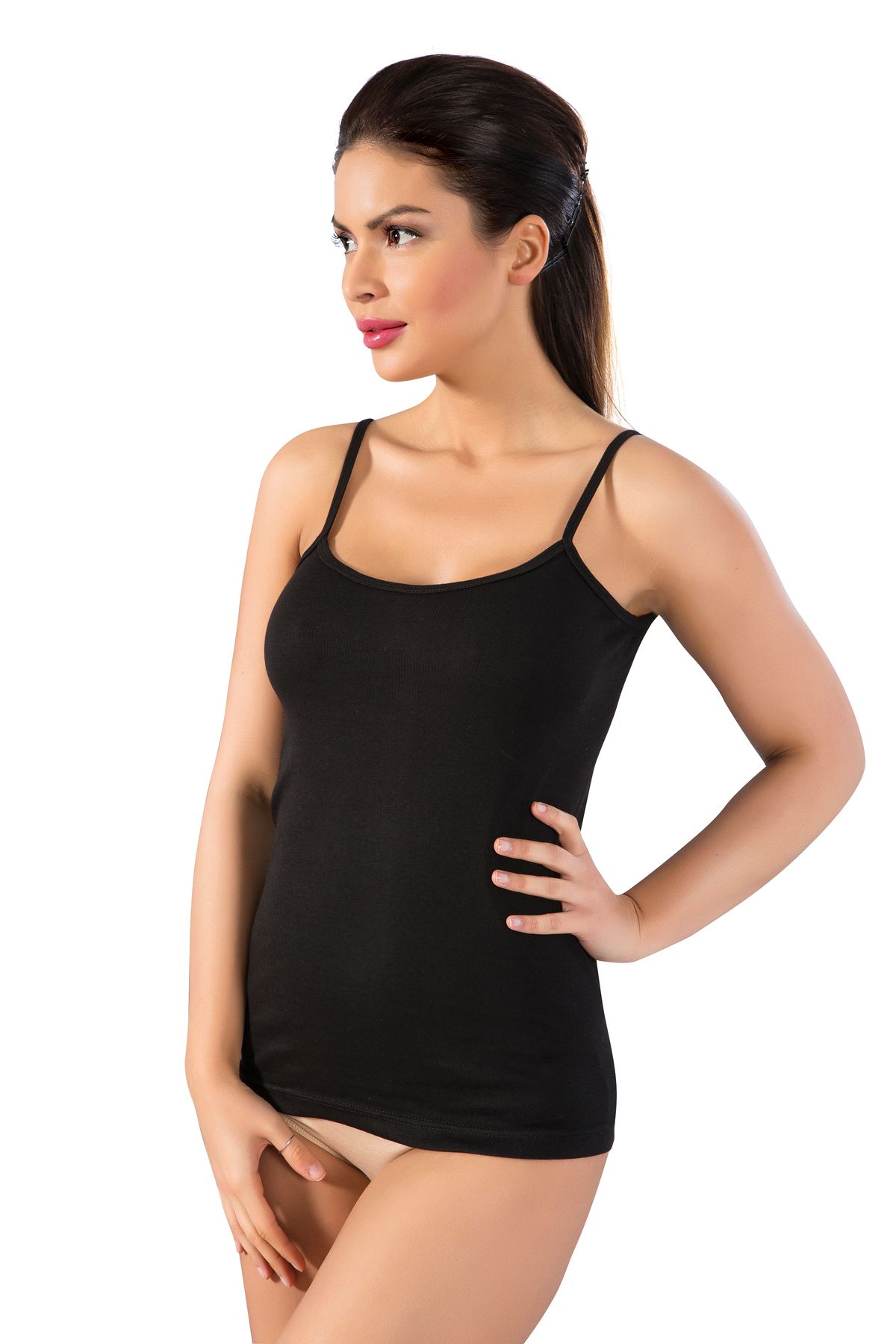 LÜXDRM 2"li kadın ribana ince askılı atlet %100 cotton