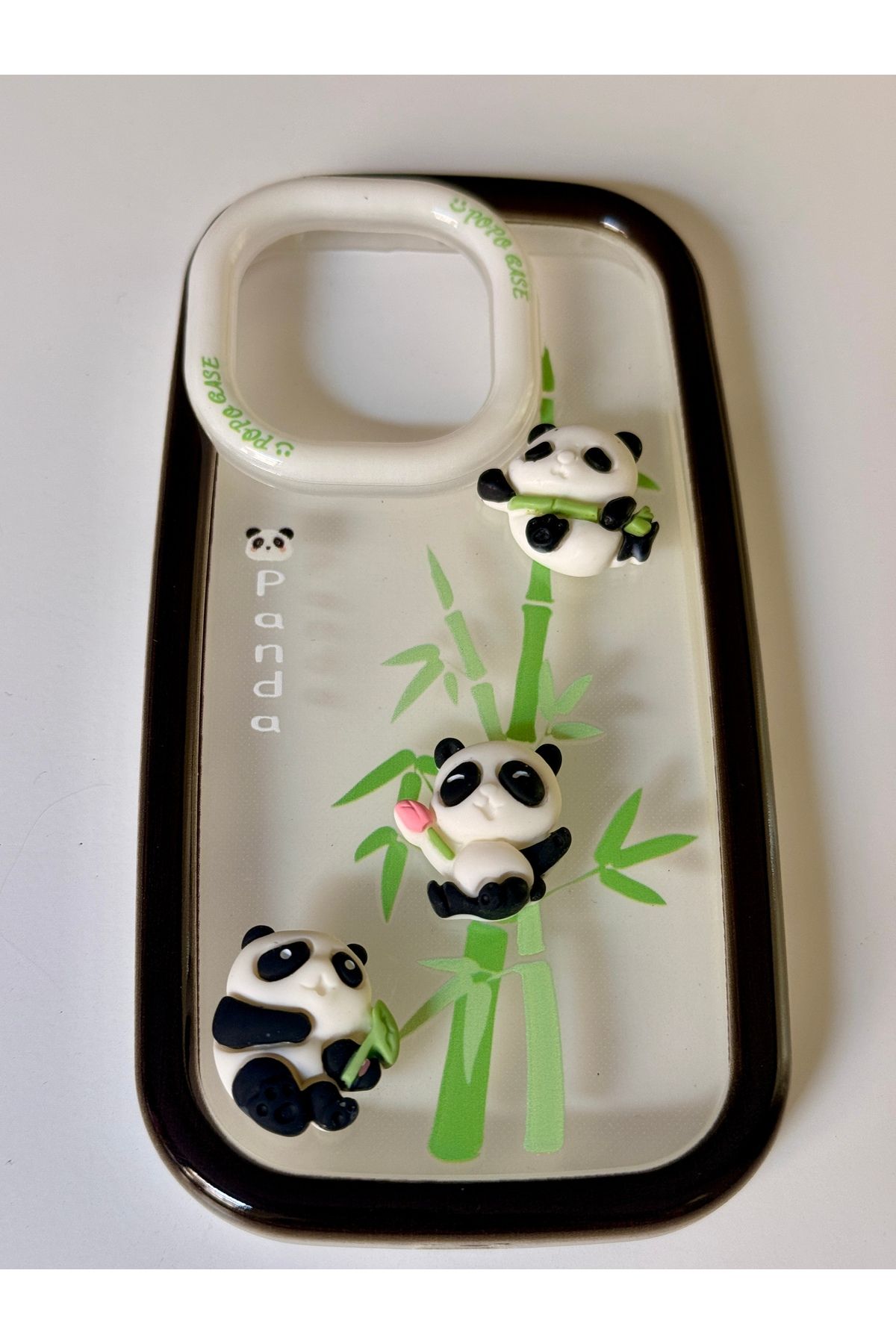 OITA iphone 14 PRO MAX telefon uyumlu 3D Panda figürlü sevimli kabartmalı renkli kılıf kapak