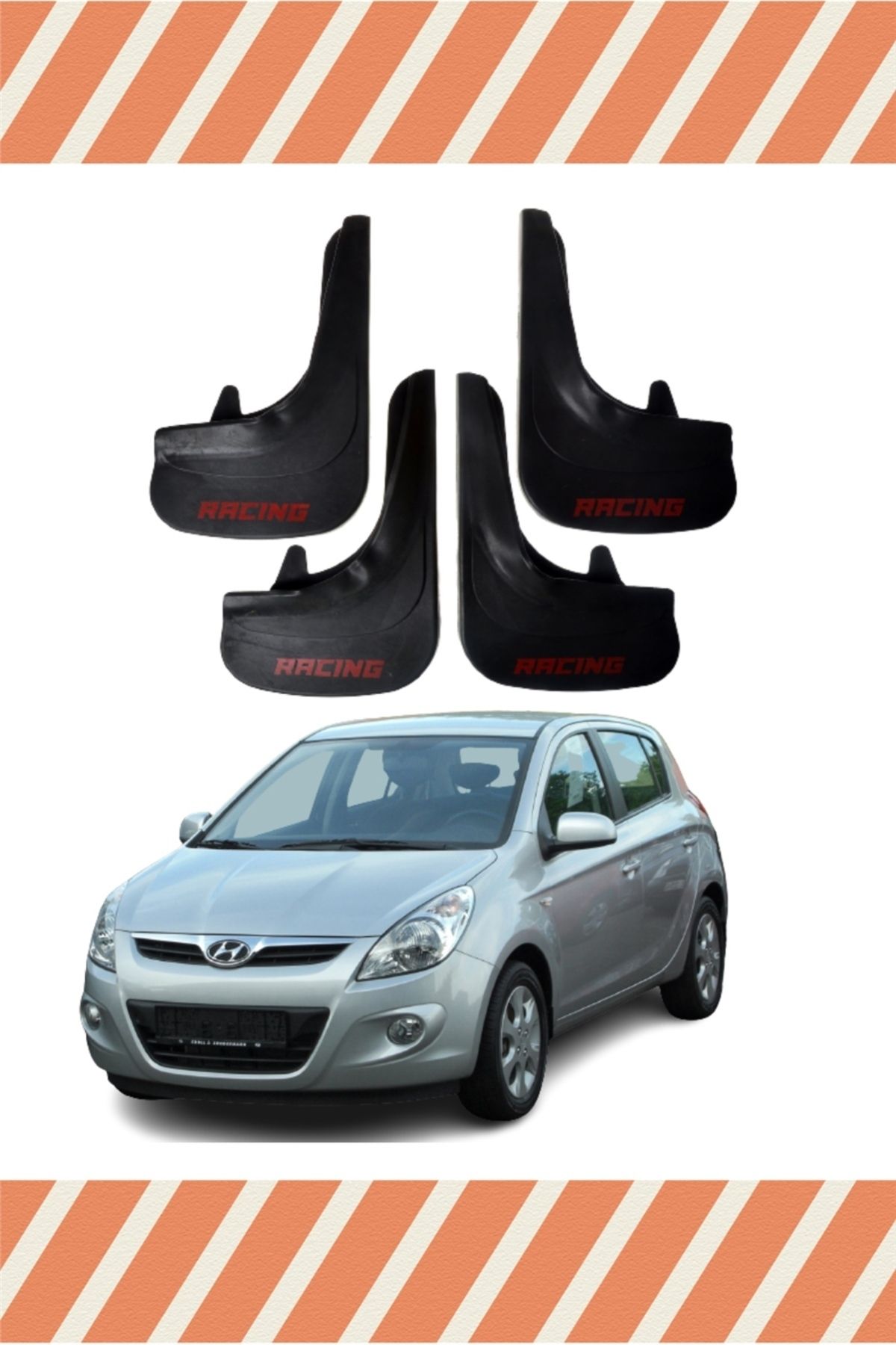 Alpax Hyundai i20 2008-2011 racing yazılı 4’lü tozluk çamurluk paçalık
