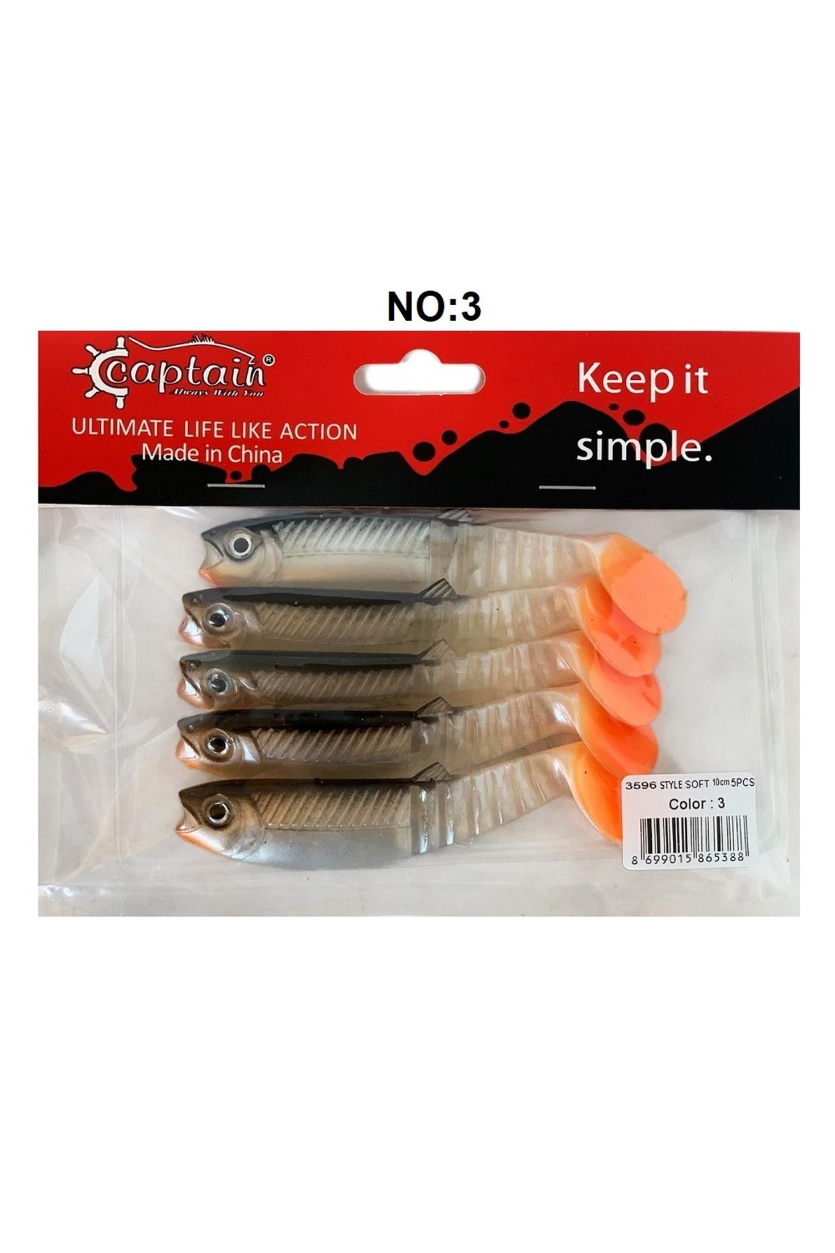 CAPTAIN 3569 Style Soft 10cm 10.3gr Silikon Yem 5'li Paket No:3