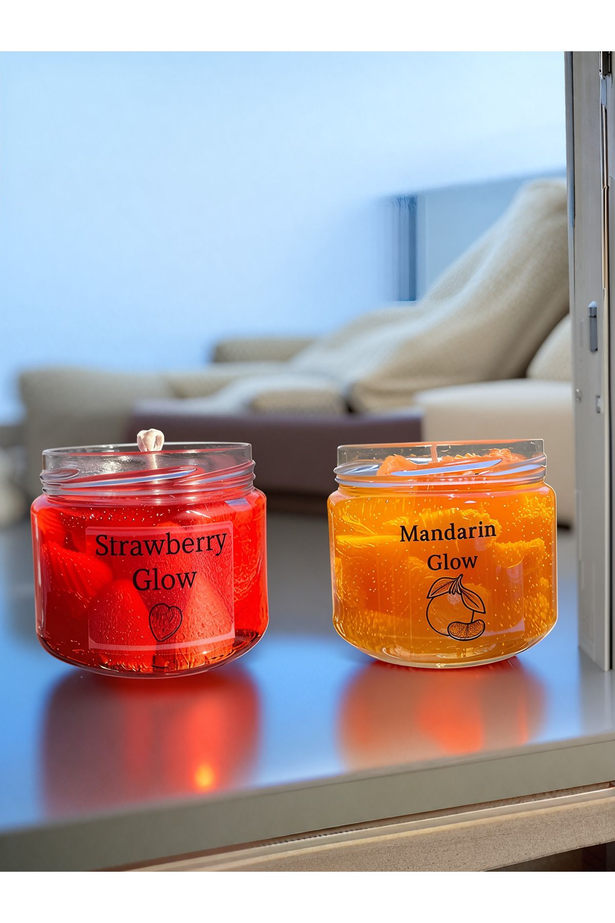LUMİNARY CANDLE 2'li Mandalina ve Çilekli Jel Mum Seti