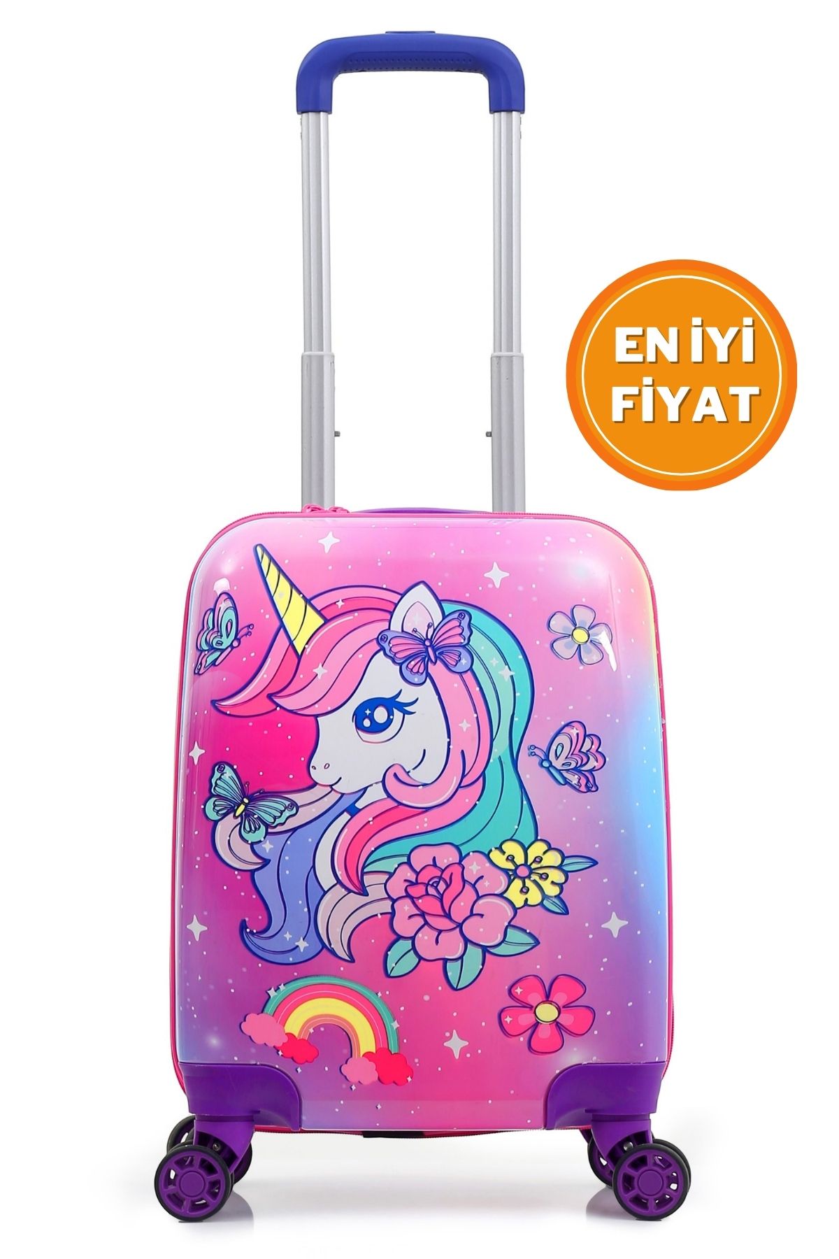KızılkayaStore Gedox Kids Lila Pembe Gökkuşağı Unicorn Desenli Kız Çocuk Valizi