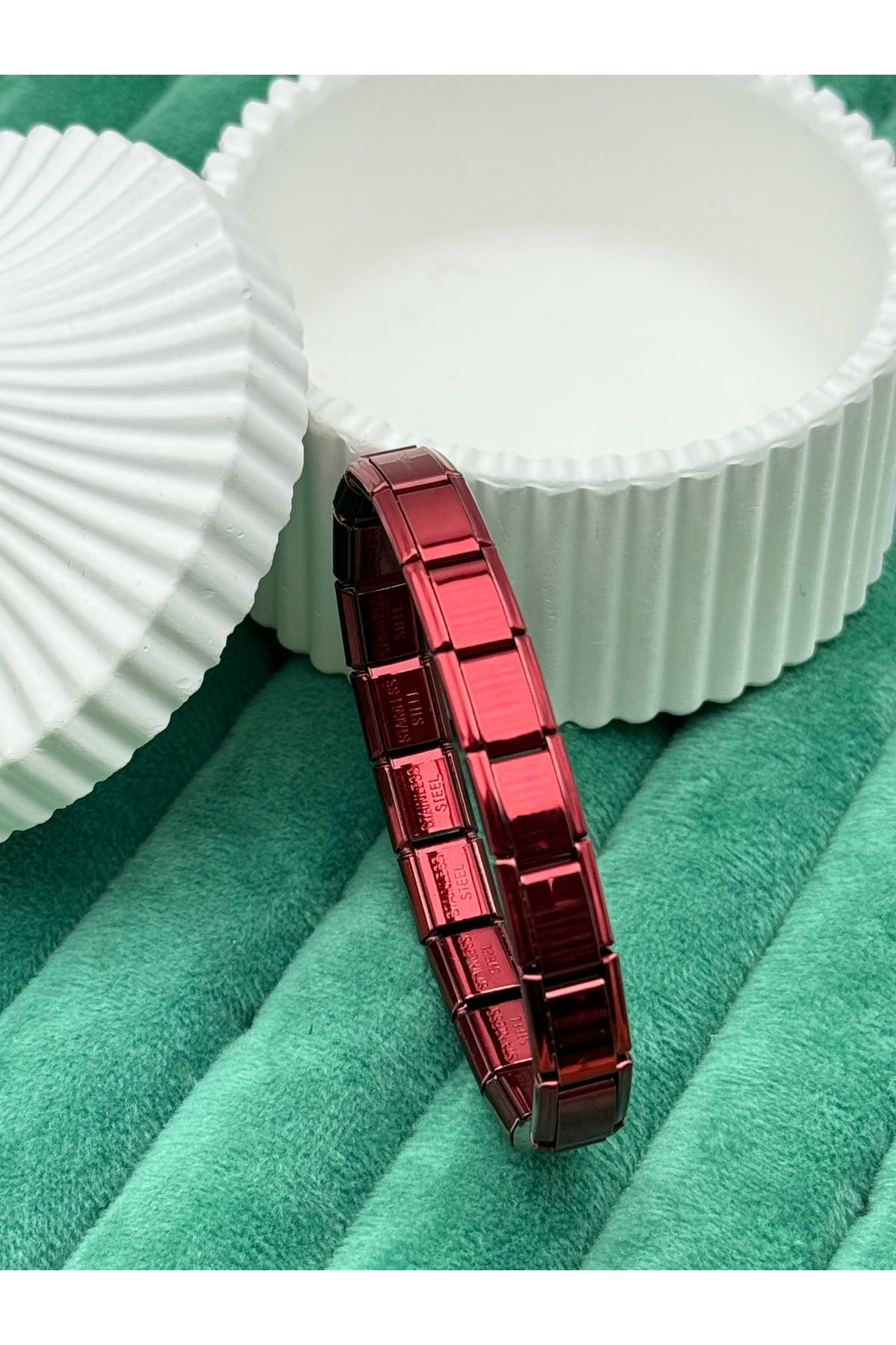 ilvesa shop İtalyan Charm Renkli Bordo Bileklik(YAZILI)