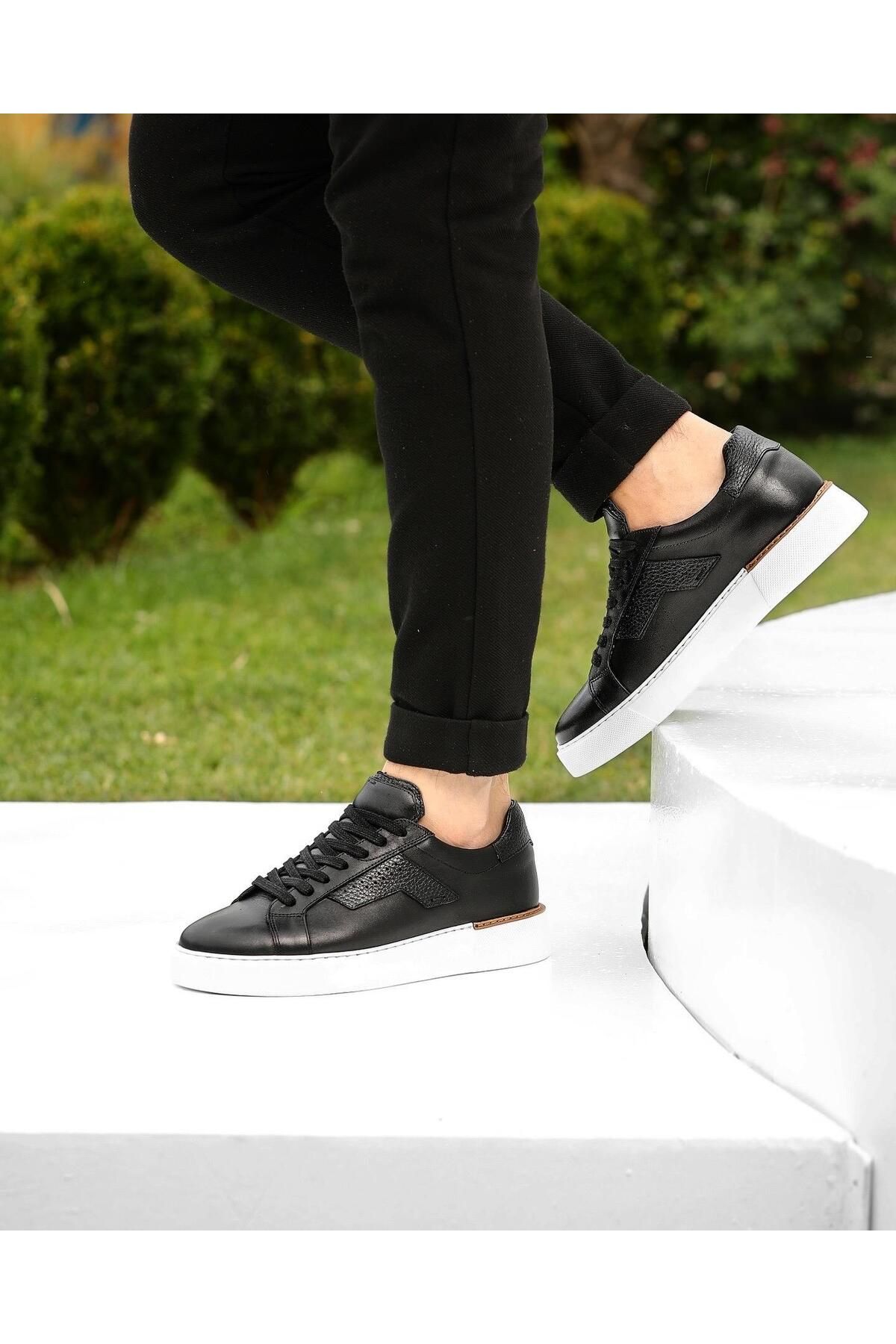 ByItallanoshoes BLACK SEMAT 5480 HAKİKİ DERİ EVA TABAN GÜNLÜK ERKEK SNEAKER AYAKKABI