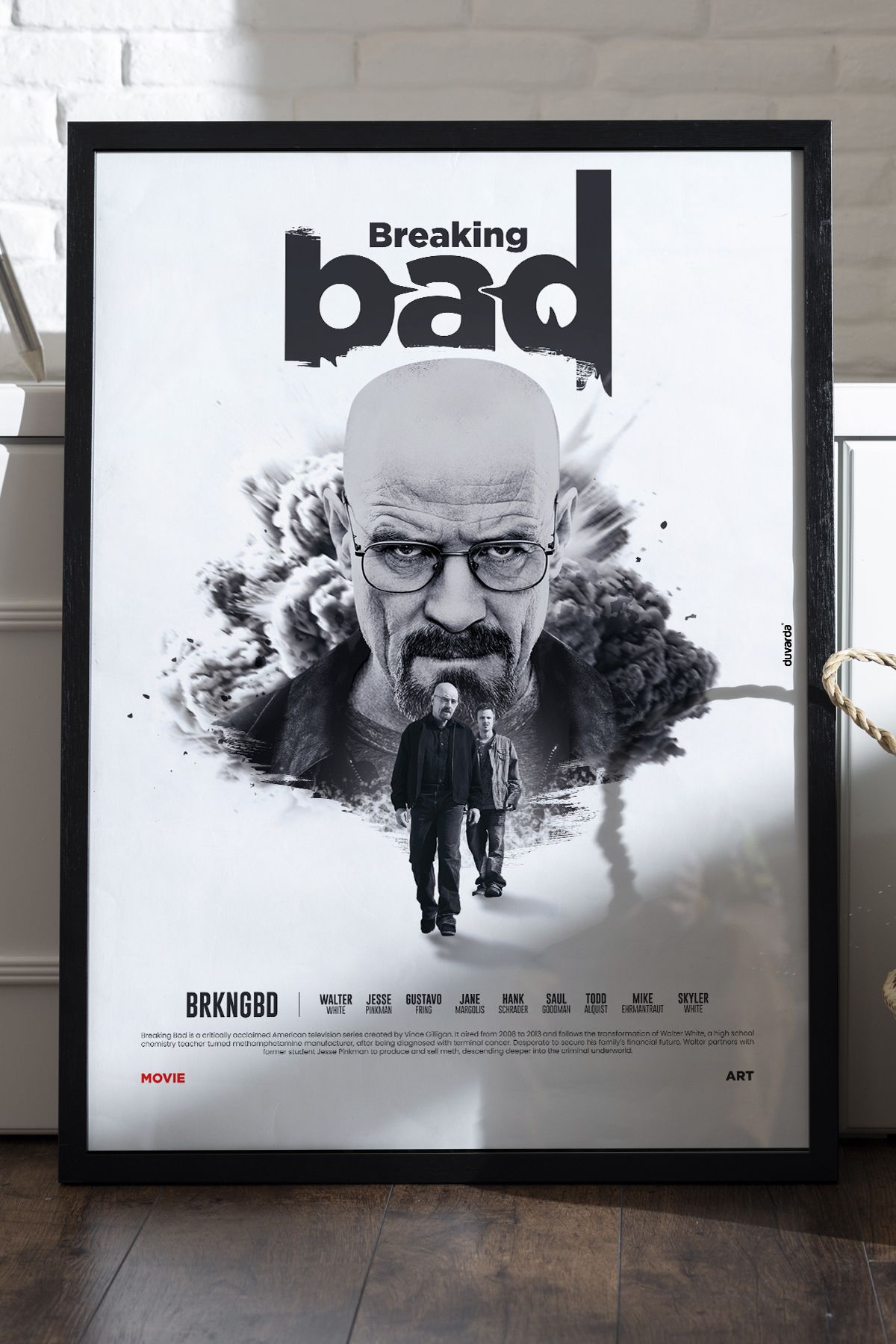 Duvarda Breaking Bad Siyah Ahşap Çerçeveli Dizi Duvar Tablosu