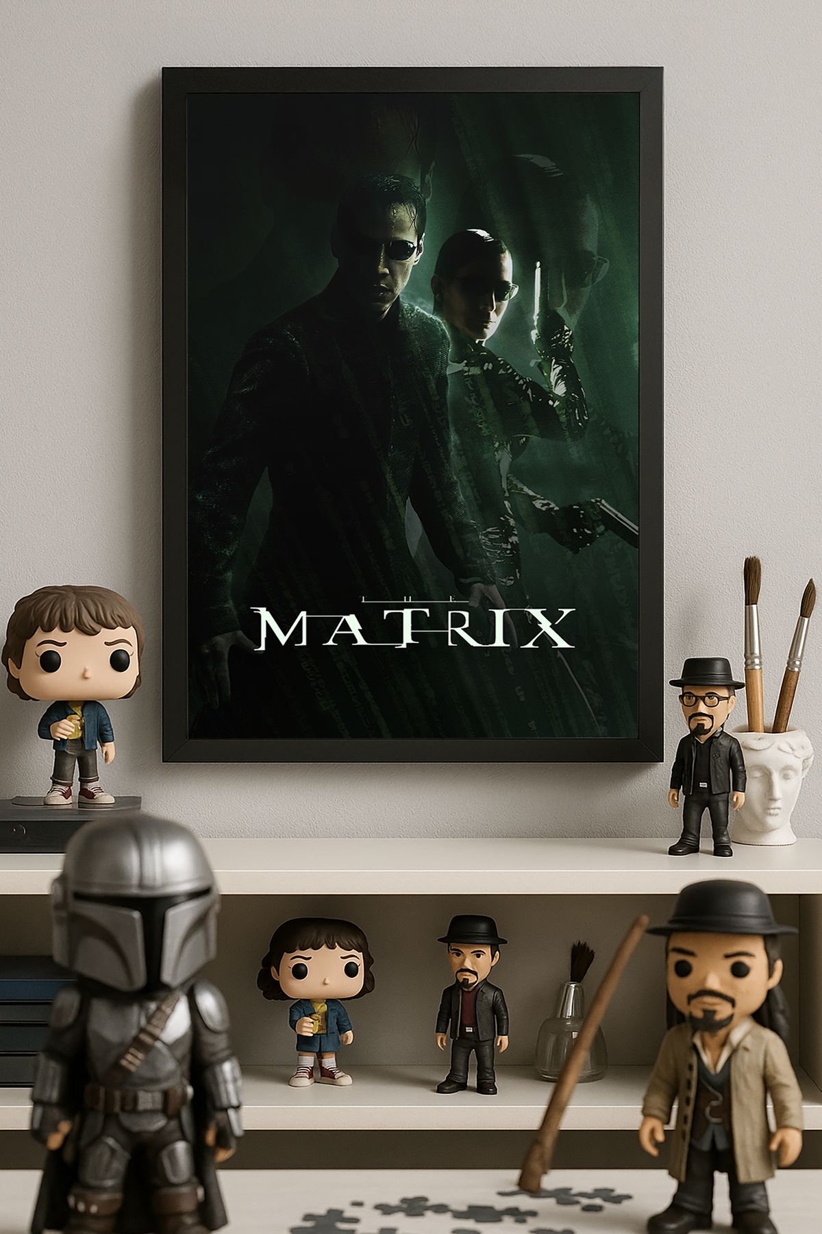 Duvarda Matrix Siyah Ahşap Çerçeveli Film Duvar Tablosu