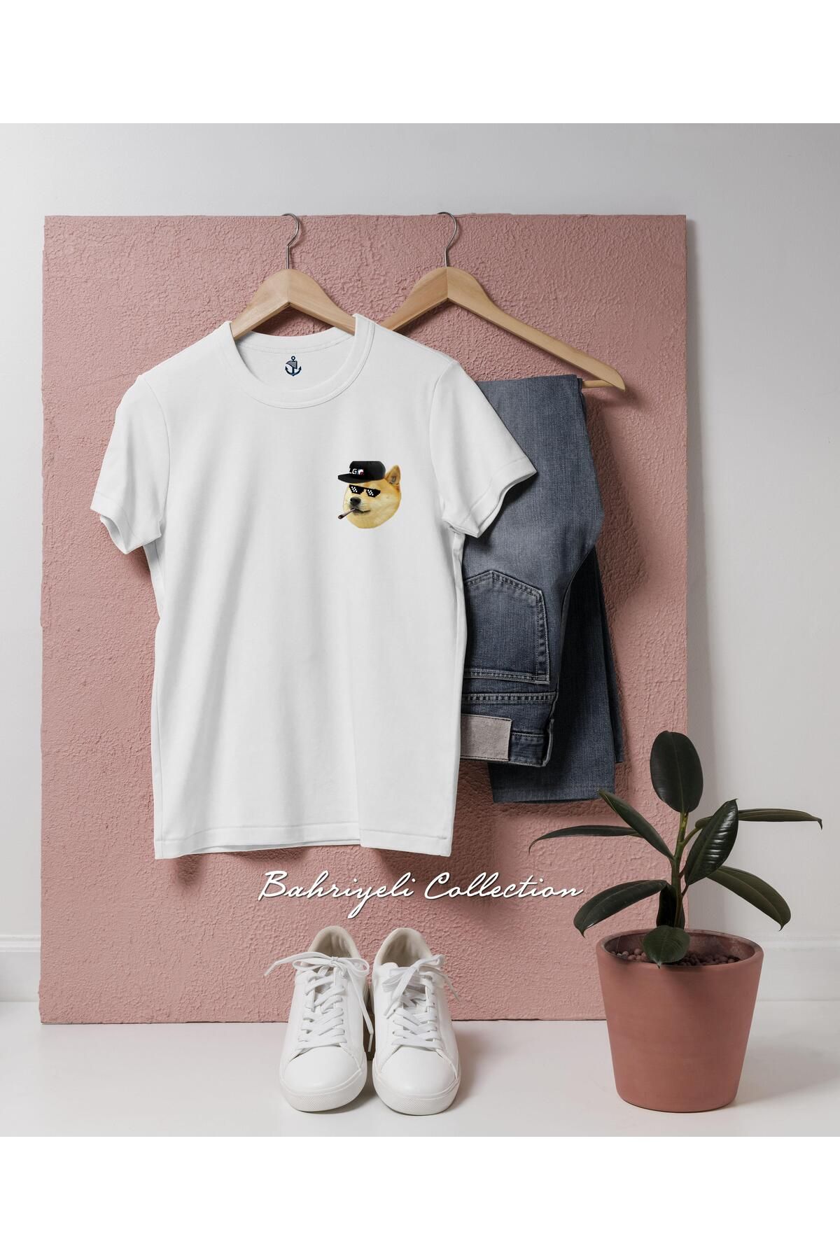 bahriyeli.jpeg Oversize Doge Coin Şapkalı Doge Cep Tasarımlı Unisex T-Shirt