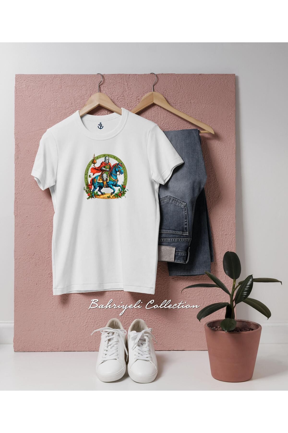 bahriyeli.jpeg Oversize Atlı Gladyatör Tasarımlı Unisex T-Shirt