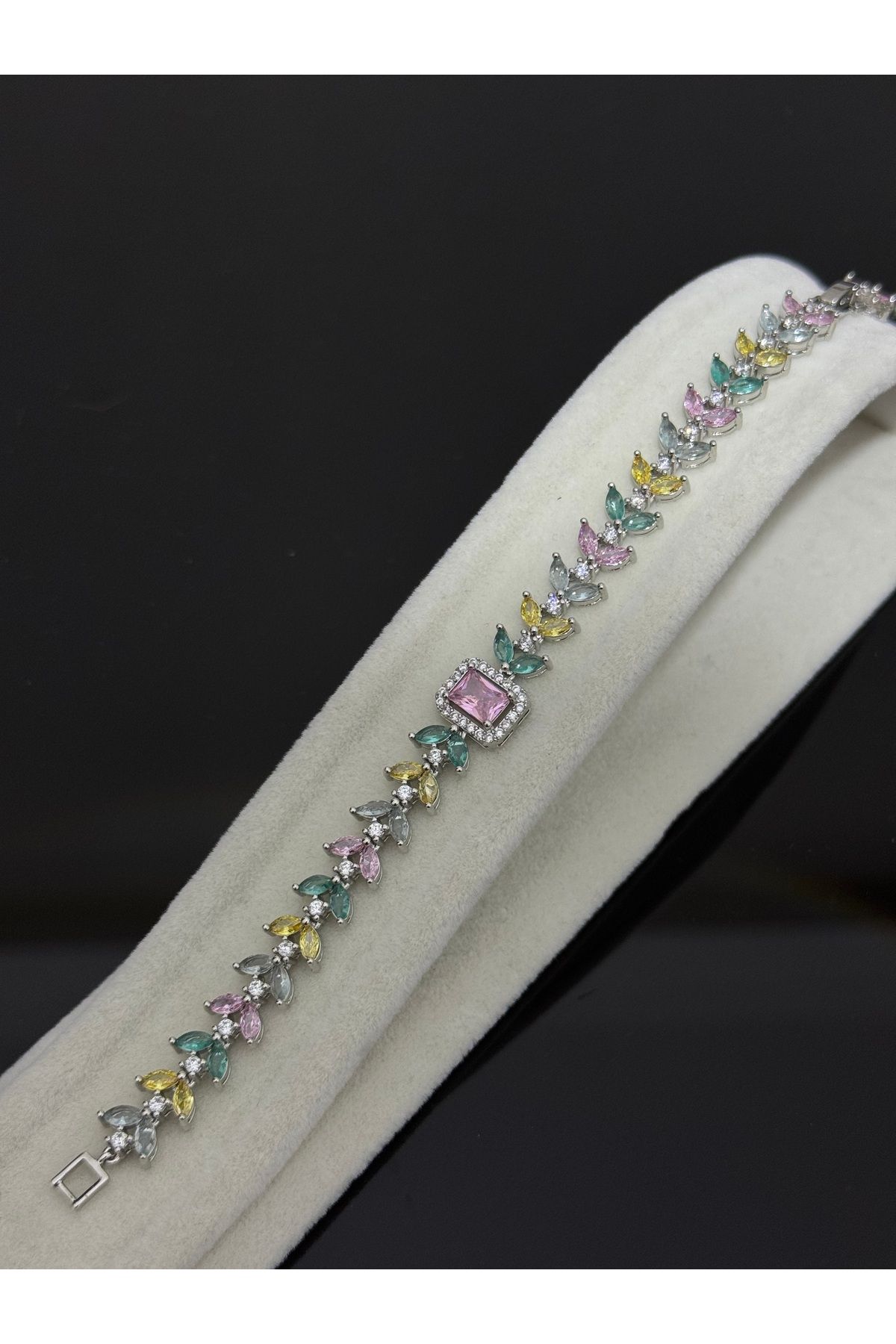 XUPING JEWELRY 316L renkli zirkon taşlı bagetli çelik bileklik paslanmaz kararmaz