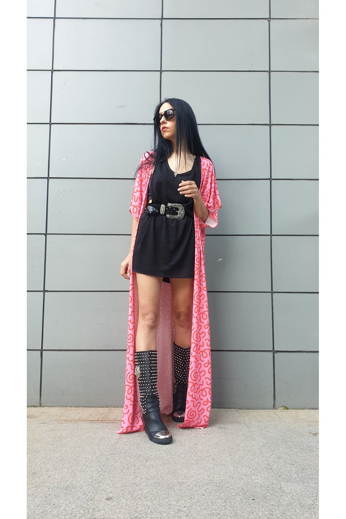Fi designer Özel Tasarım Pembe Kimono