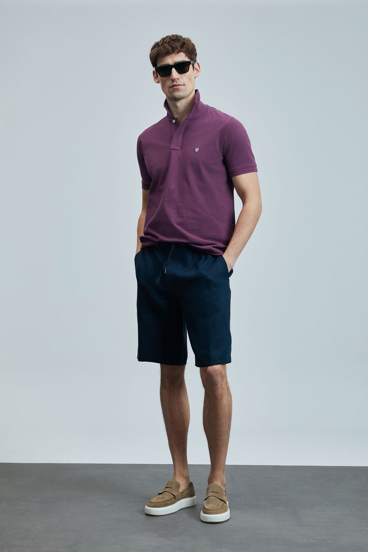 Lufian Peler Spor Erkek Chino Şort Slim Fit Lacivert