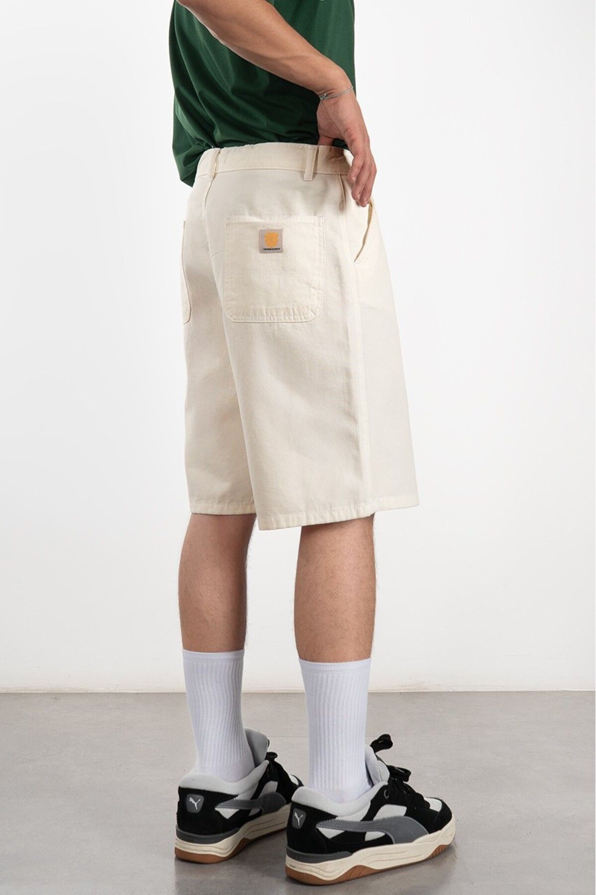 UKHWD SUPPLY Ekru Gabardin Baggy Jean Erkek Şort Jorts