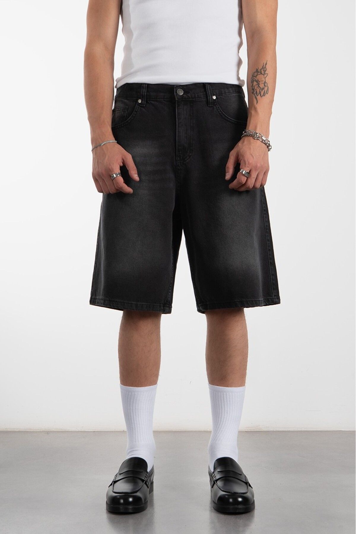 UKHWD SUPPLY Siyah Baggy Denim Urban Jort Erkek Şort