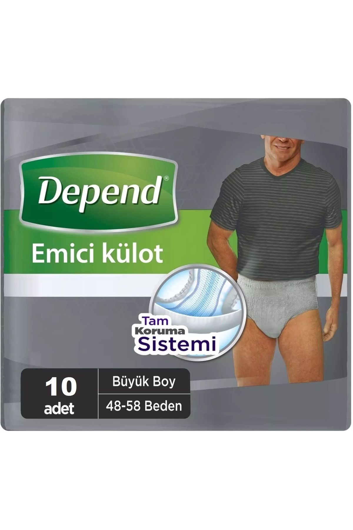 Depend Emici Külot Hasta Bezi Large - Büyük Erkek (10 Adet) Tekli Pk