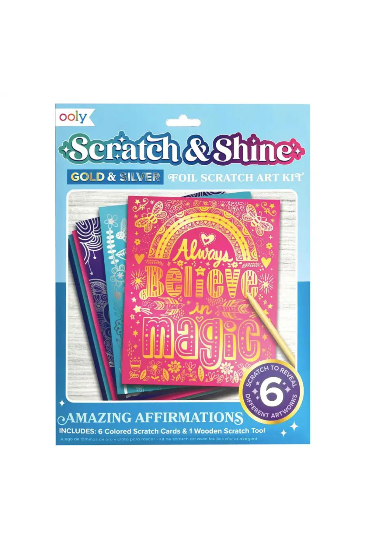 Ooly Scratch and Shine Folyo Kazıma Sanat Seti - Amazing Affirmations 161-095