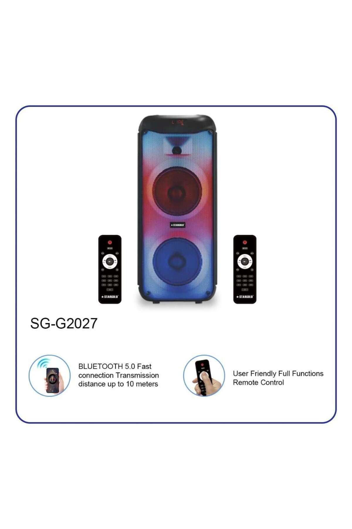 Generic-مكبر صوت ستيريو متعدد الوسائط ستارجولد 2.0 قناة مع مخرج 40 وات، بلوتوث، USB، SD وMMC 2