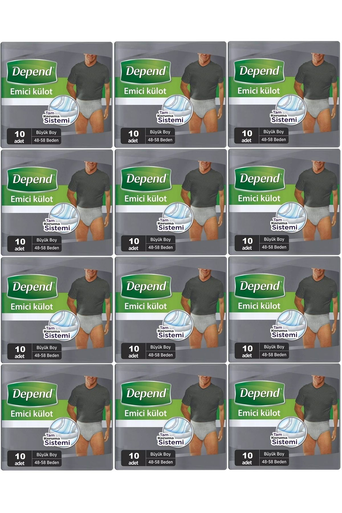 Depend Emici Külot Hasta Bezi Large - Büyük Erkek 120 Adet (12PK*10)