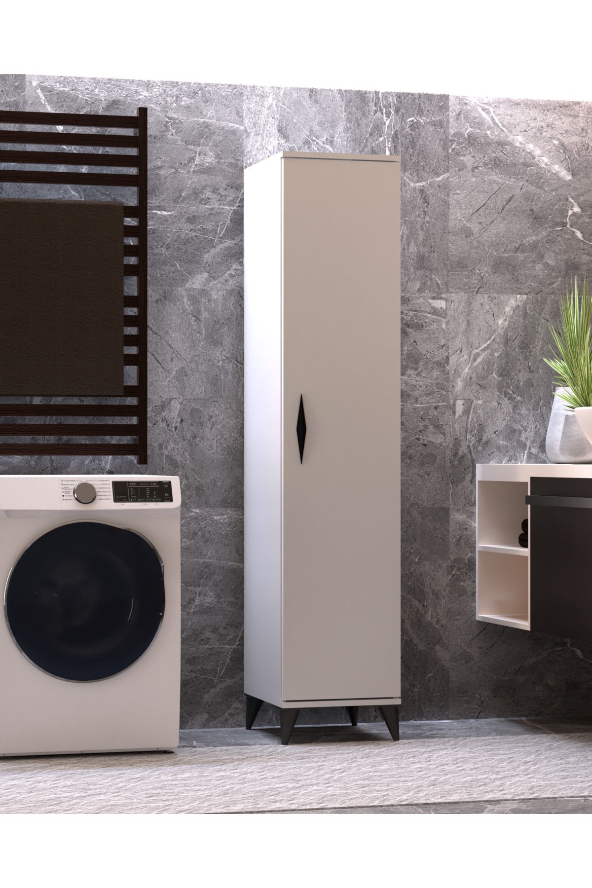 Mossano Vesso Tek Kapaklı Dolap Çok Amaçlı Dolap Banyo Dolabı Mutfak Dolabı Kiler Dolabı Raflı Dolap