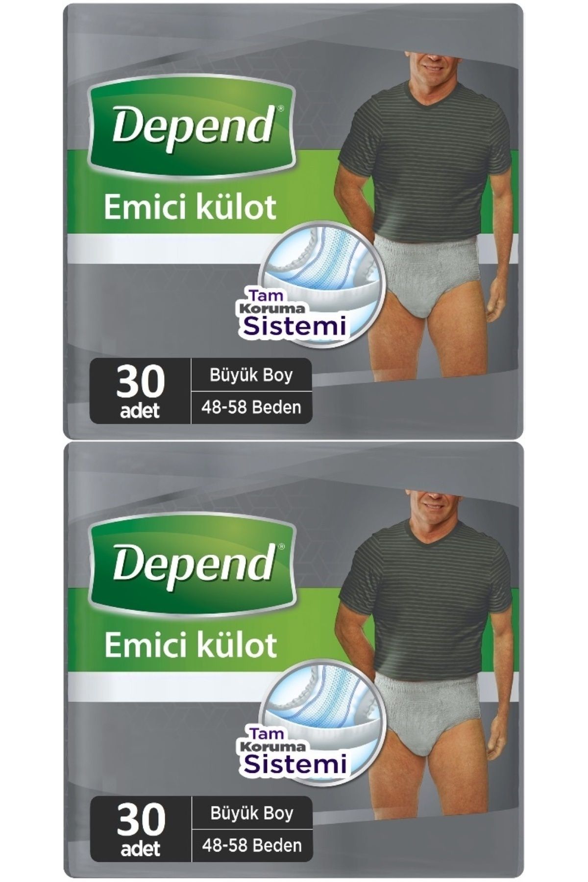 Depend Emici Külot Hasta Bezi Large - Büyük Erkek 60 Adet (2PK*30)