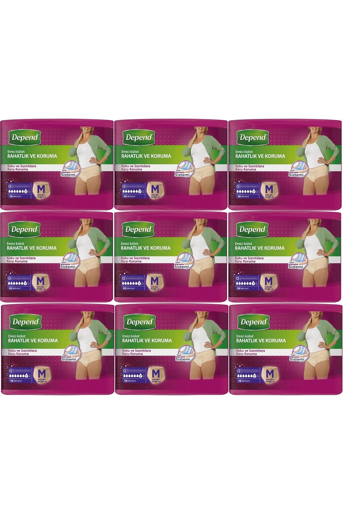Depend Emici Külot Hasta Bezi Medium - Orta Kadın 90 Adet (9PK*10)