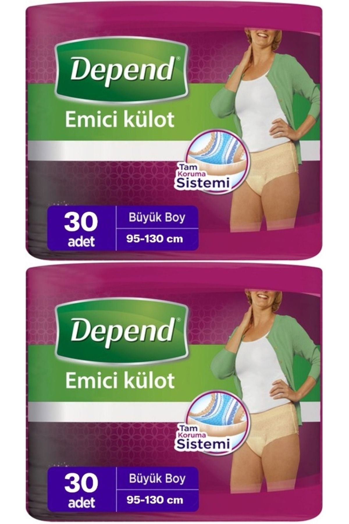 Depend Emici Külot Hasta Bezi Large - Büyük Kadın 60 Adet (2PK*30)