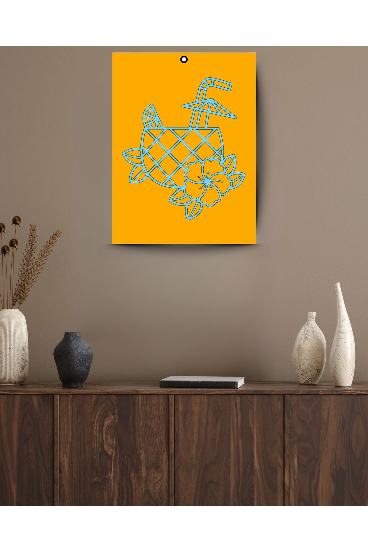 Grand Fine Art Çerçevesiz Lazer Kesim Mdf Desen/Mdf Zemin Tablo Yaz Kokteyl