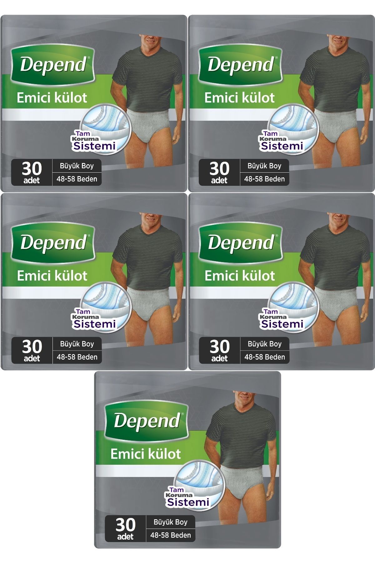 Depend Emici Külot Hasta Bezi Large - Büyük Erkek 150 Adet (5PK*30)