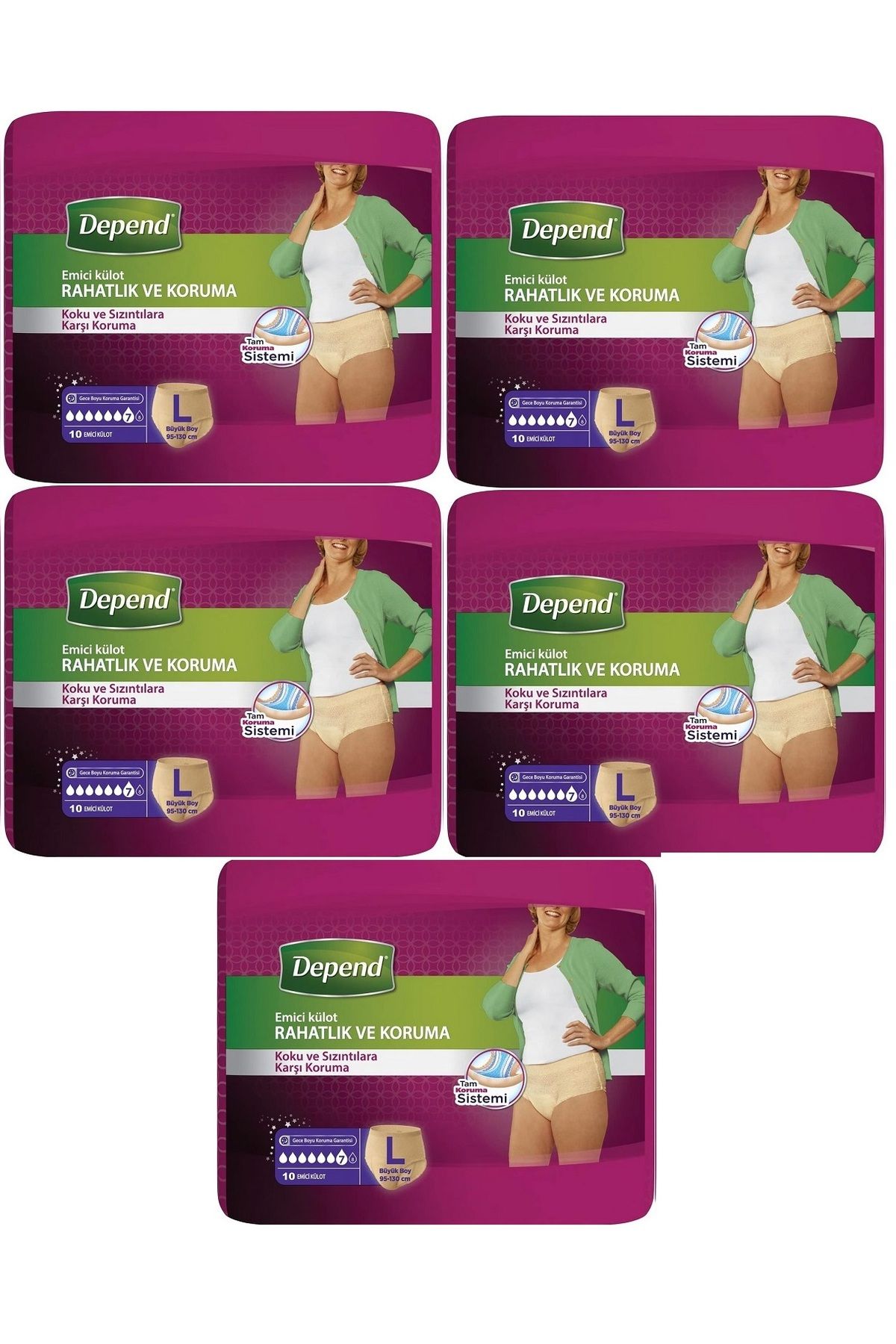 Depend Emici Külot Hasta Bezi Large - Büyük Kadın 50 Adet (5PK*10)